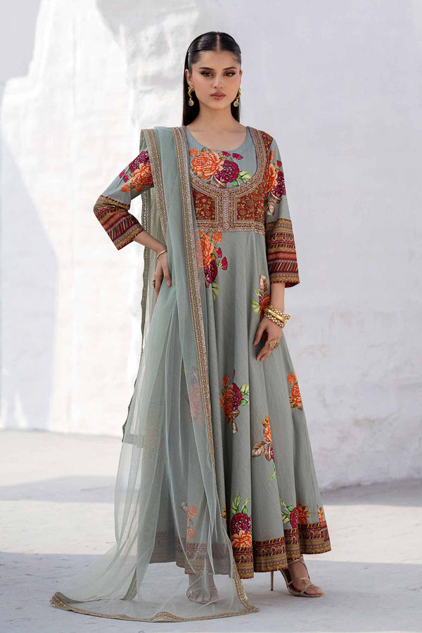 2 Piece - Printed Embroidered Suit - KPS25-02