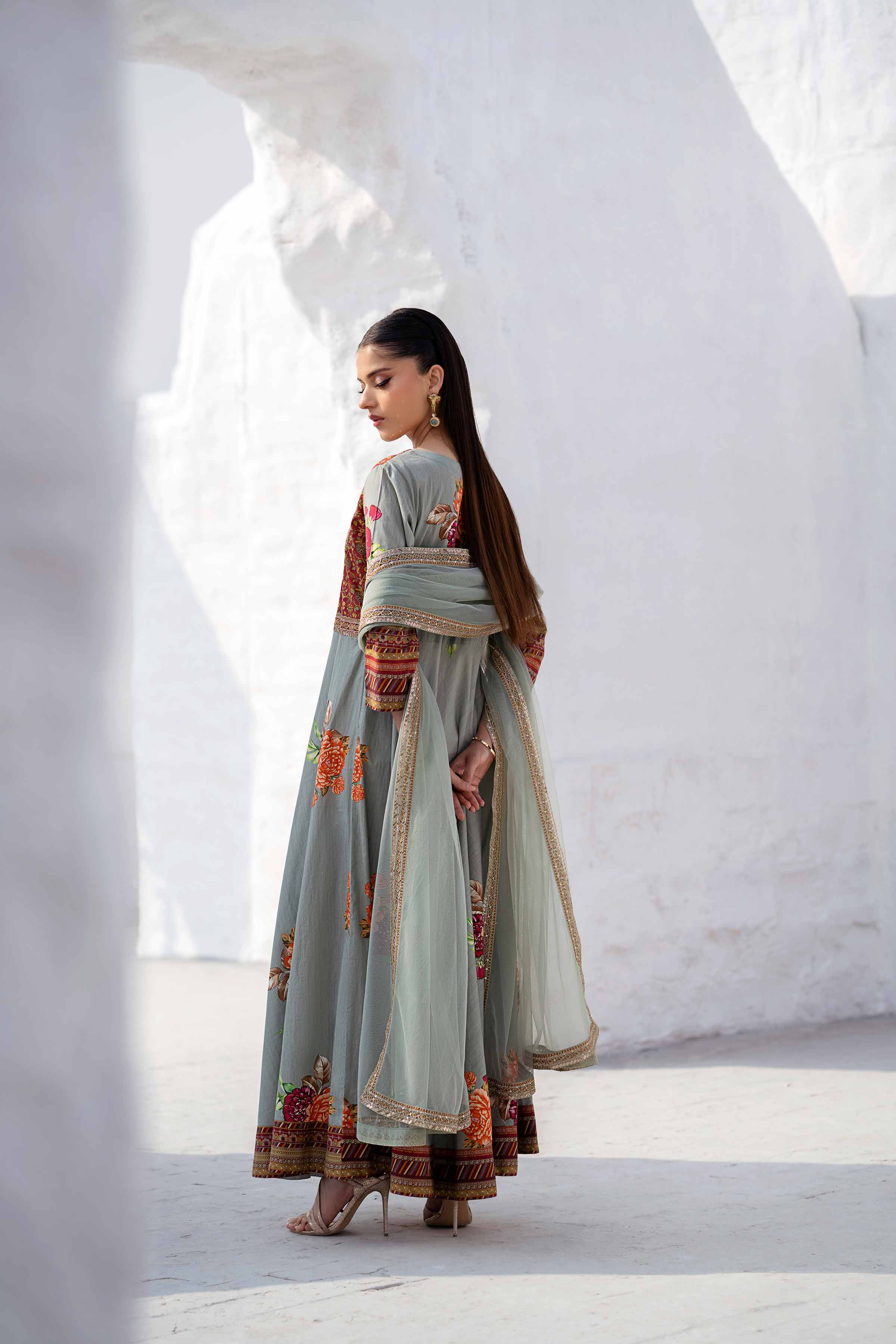 2 Piece - Printed Embroidered Suit - KPS25-02