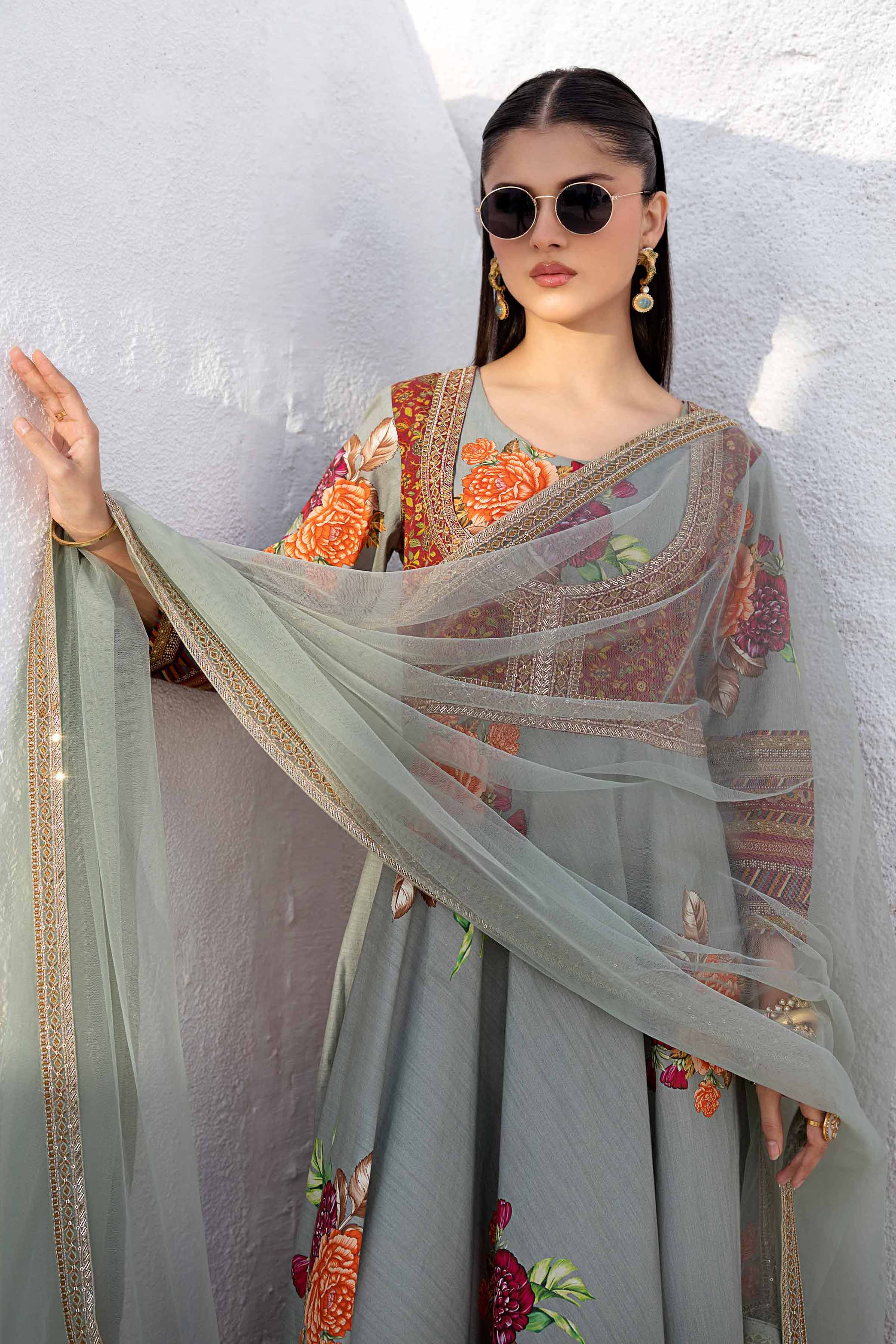 2 Piece - Printed Embroidered Suit - KPS25-02