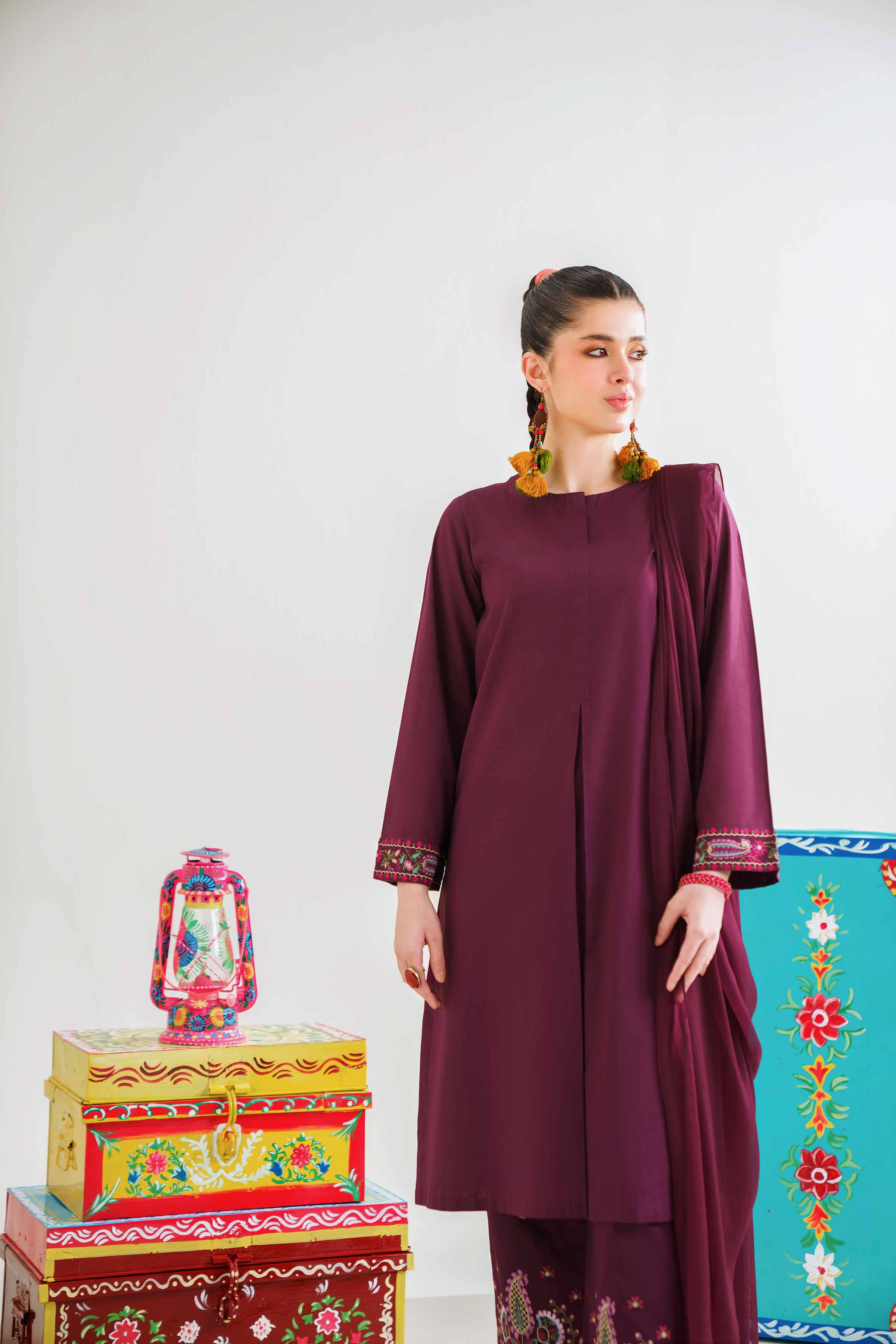 3 Piece - Embroidered Suit - PE24-144