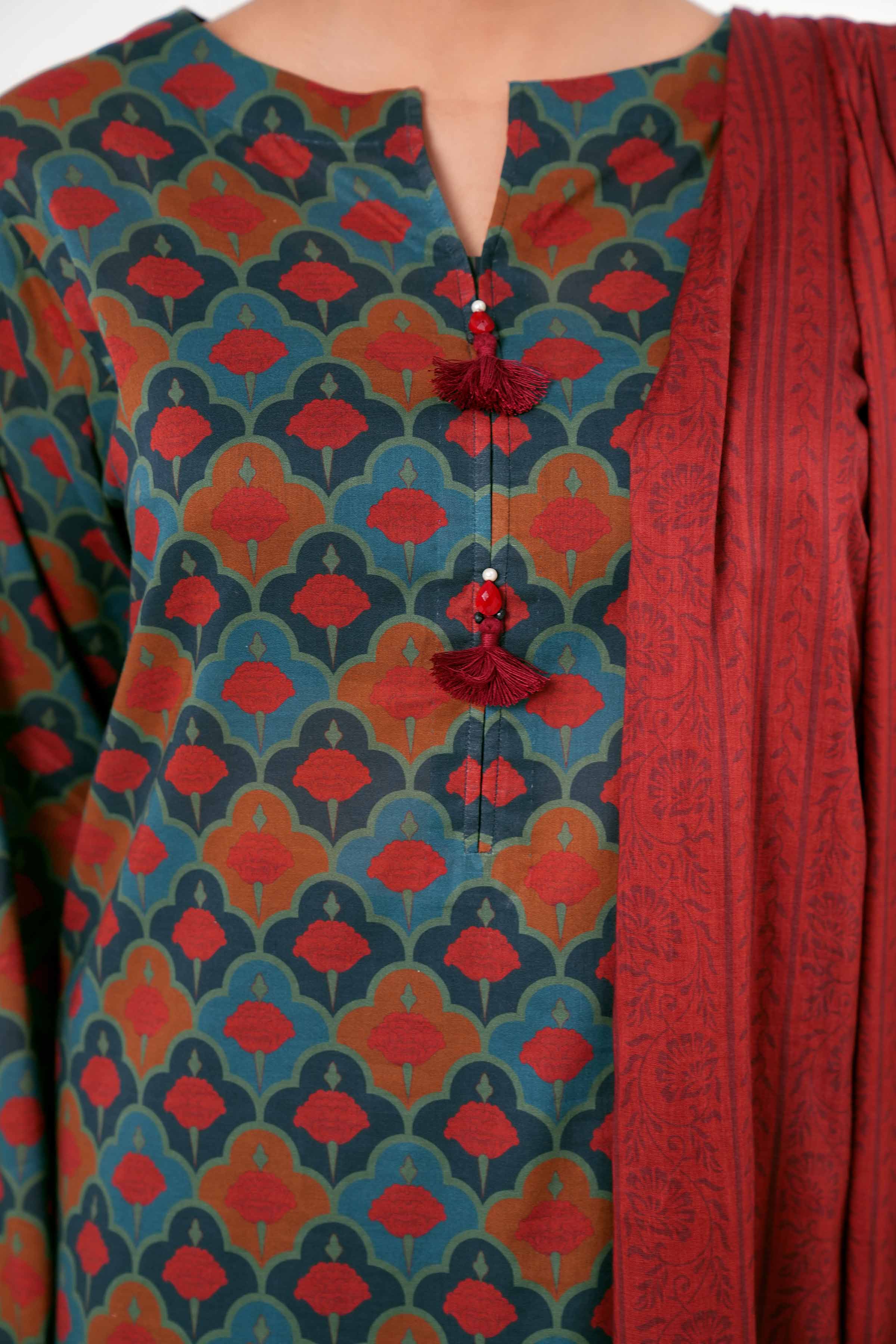 3 Piece - Printed Suit - PE24-245