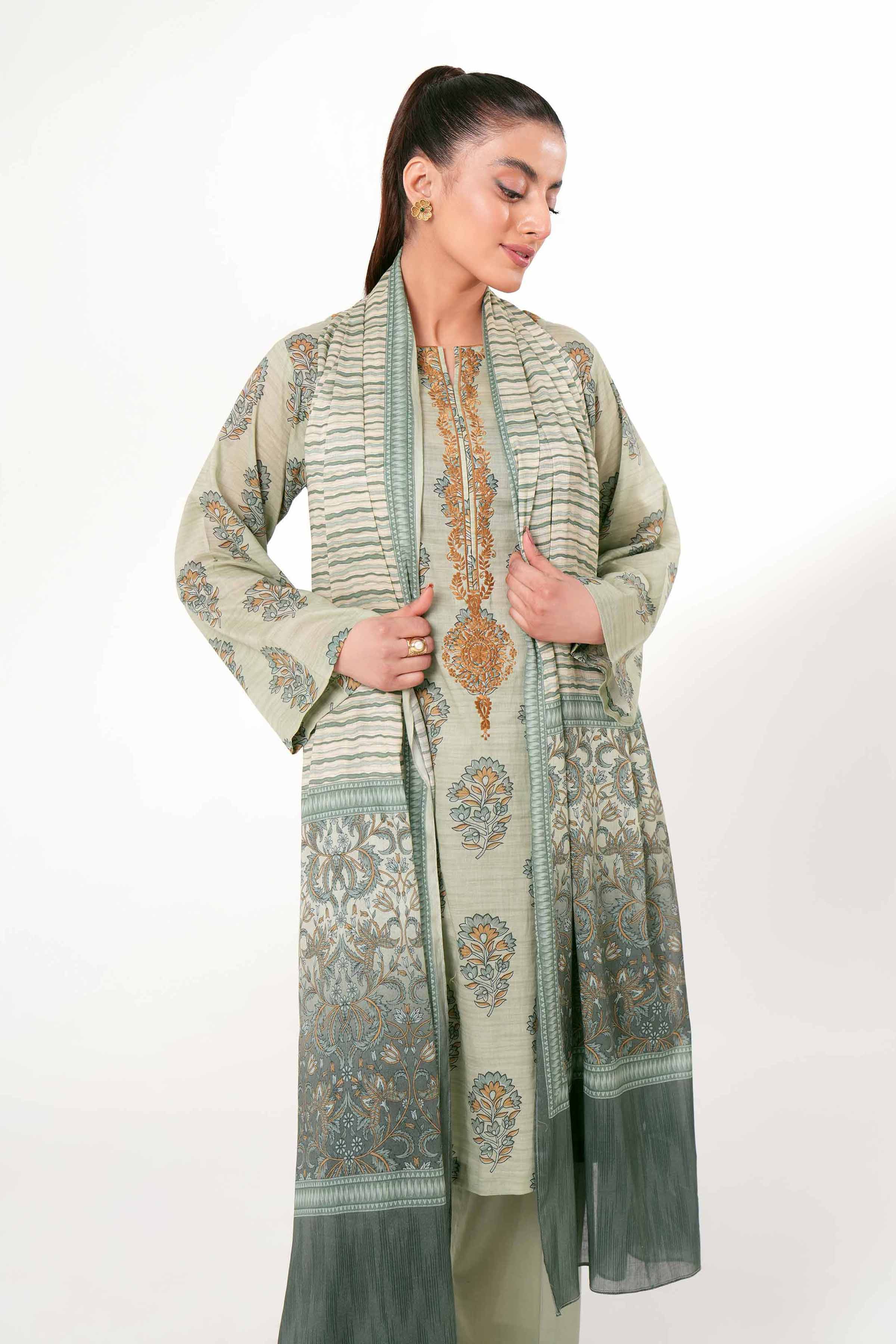 3 Piece - Printed Embroidered Suit - PE24-246