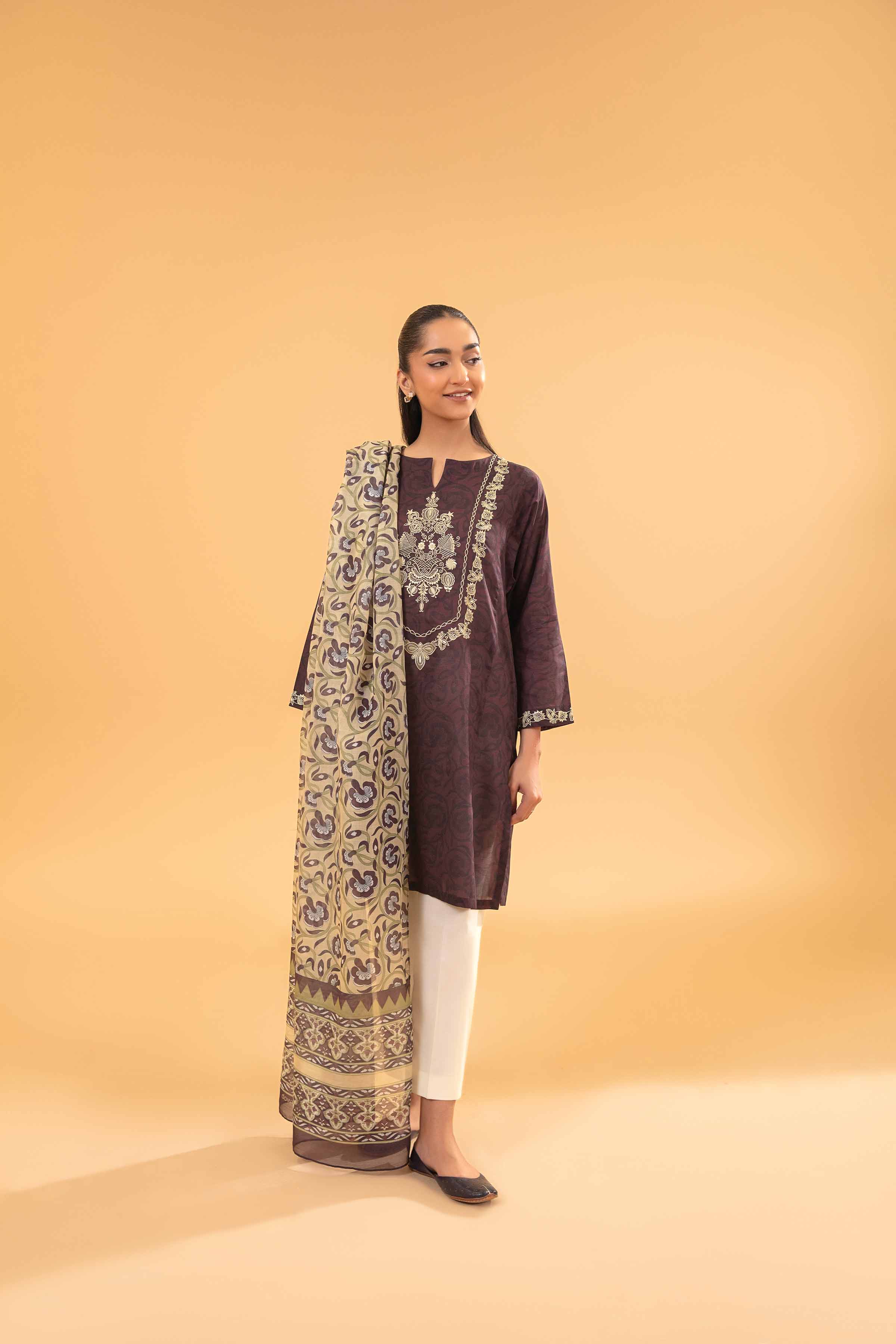 2 Piece - Printed Embroidered Suit - PE24-259