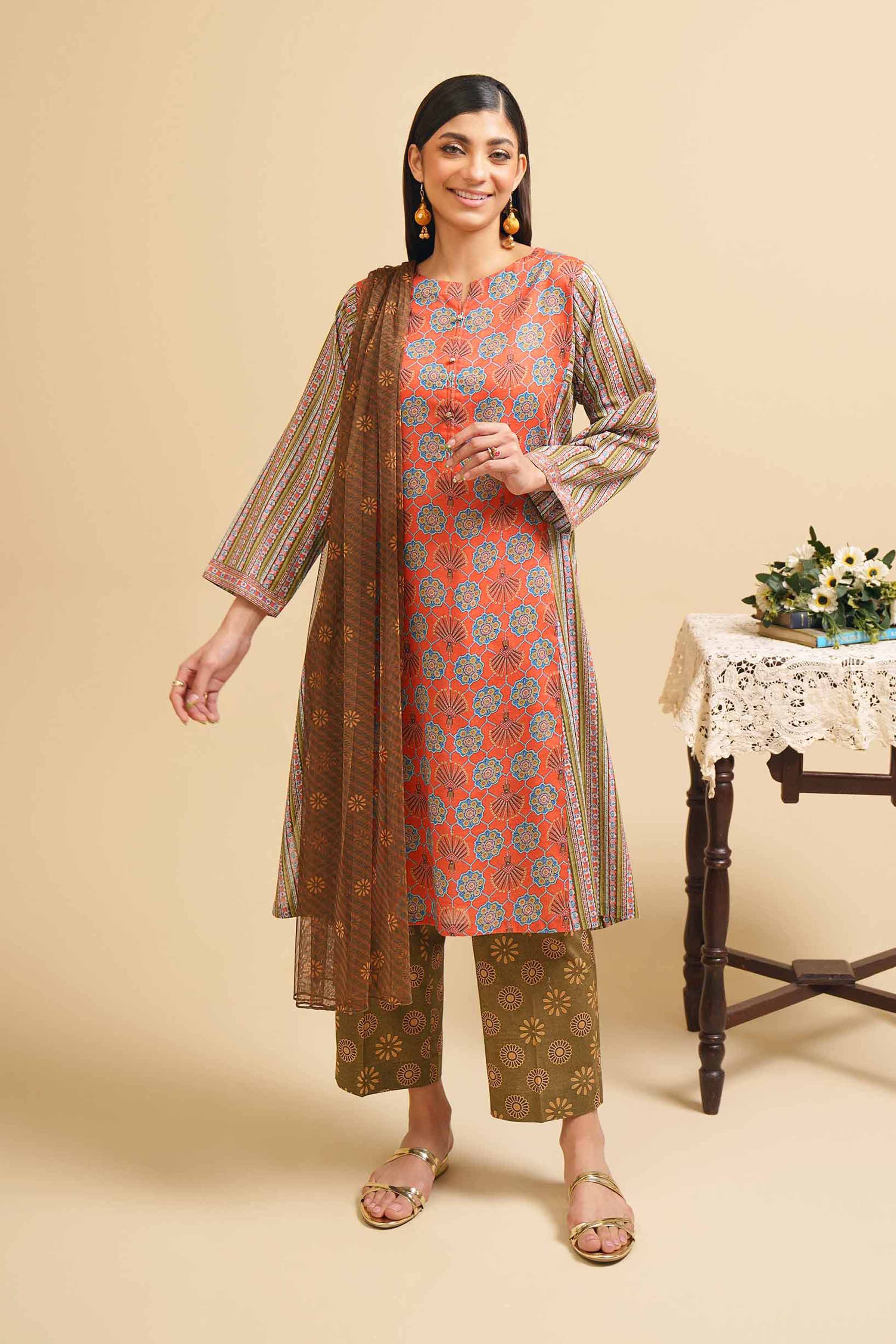 3 Piece - Printed Suit - PE24-276