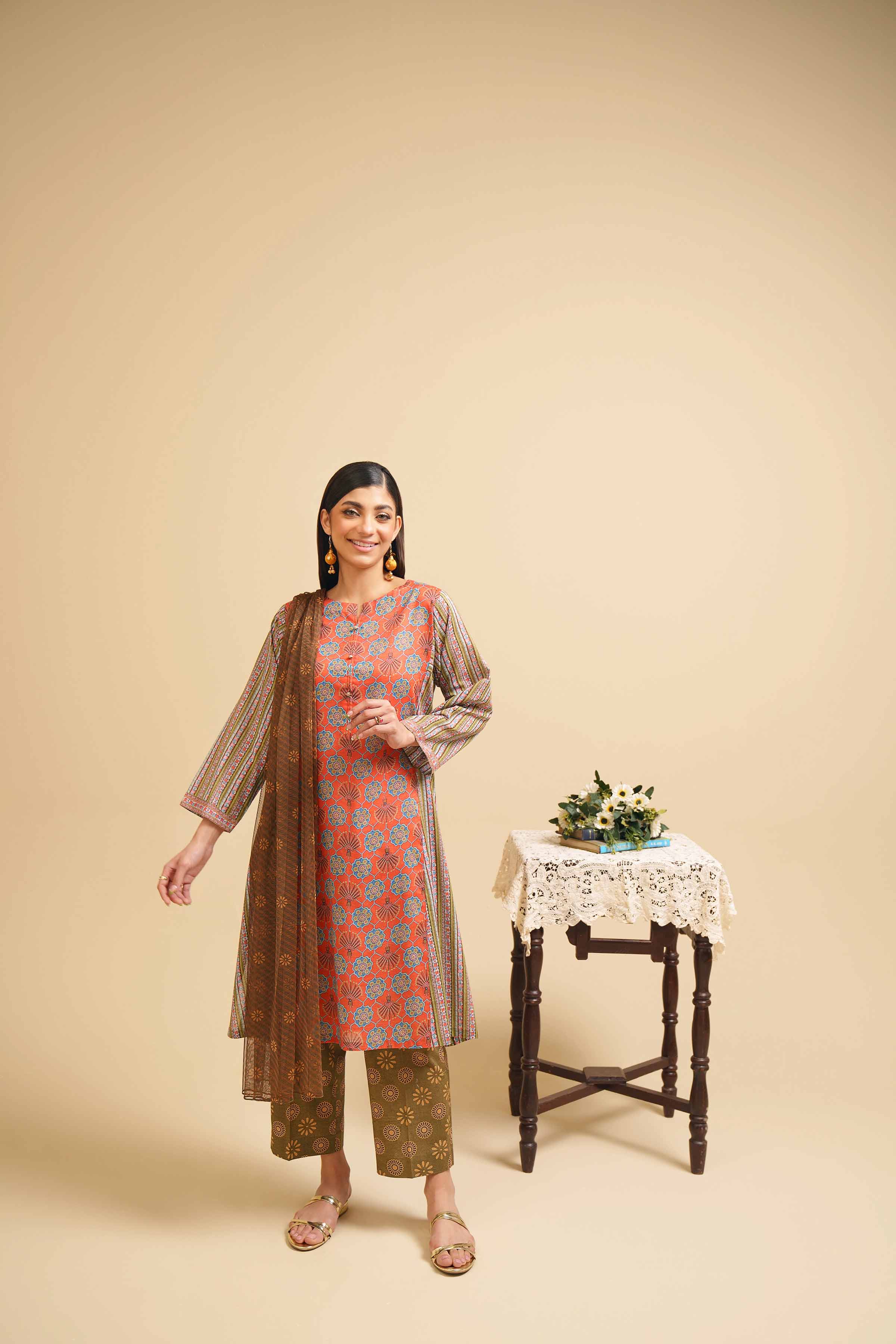 3 Piece - Printed Suit - PE24-276