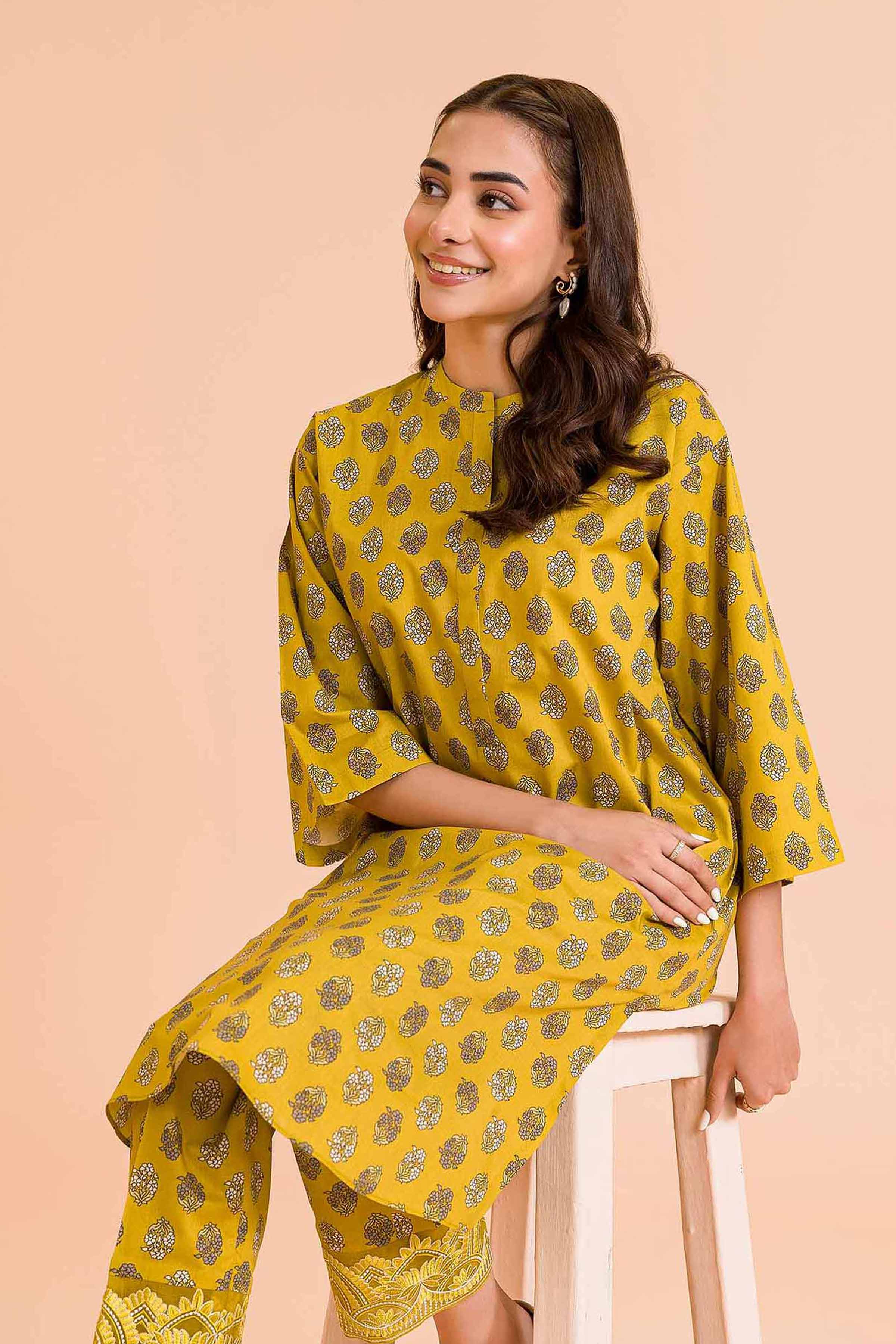 2 Piece - Printed Embroidered Suit - PE24-349