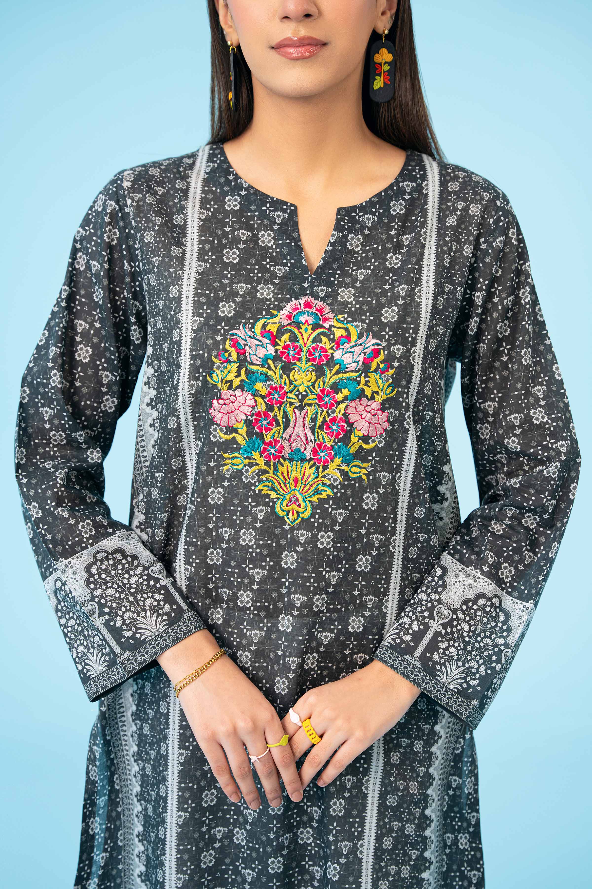 Printed Embroidered Shirt - PE24-358