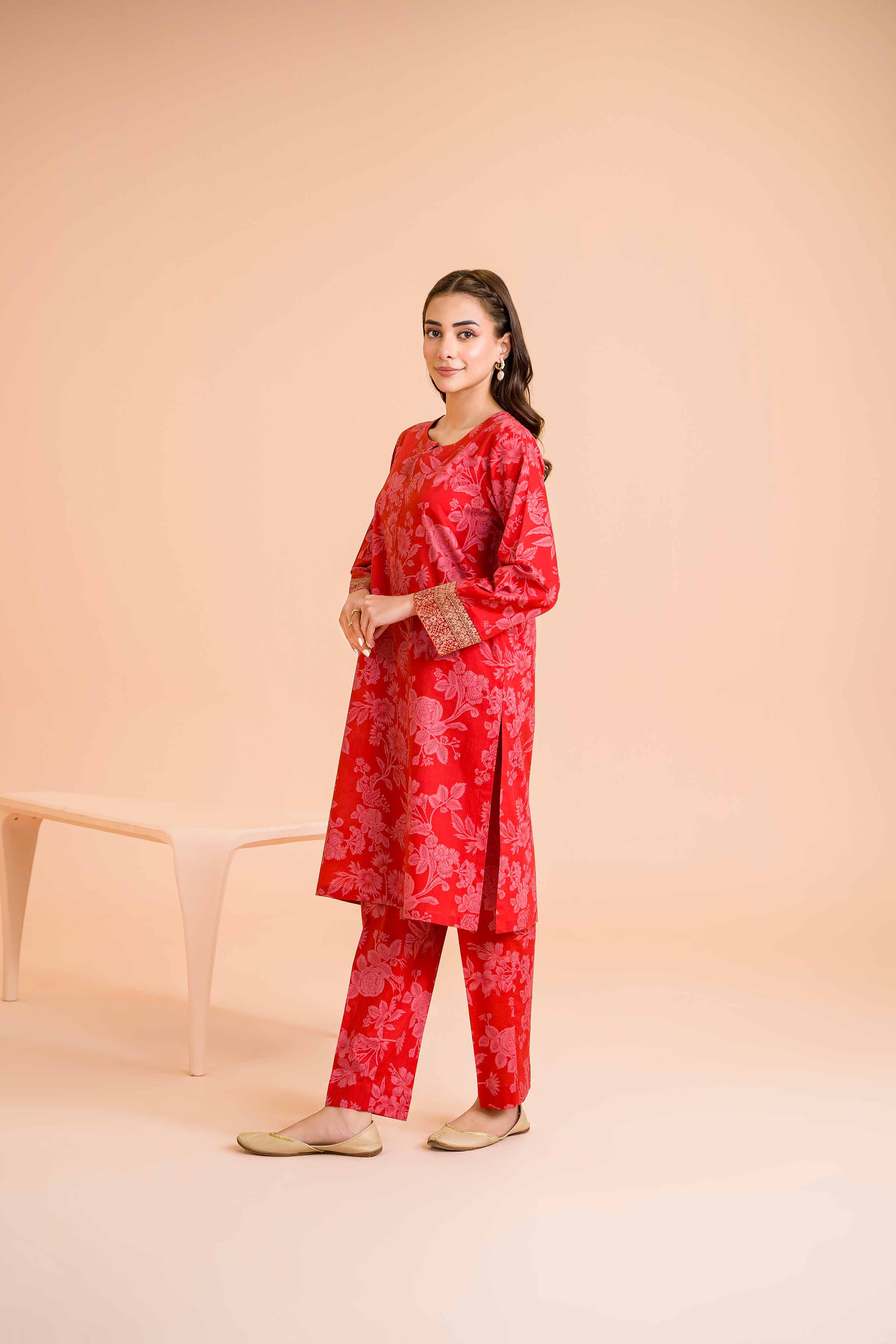 2 Piece - Printed Embroidered Suit - PE24-368