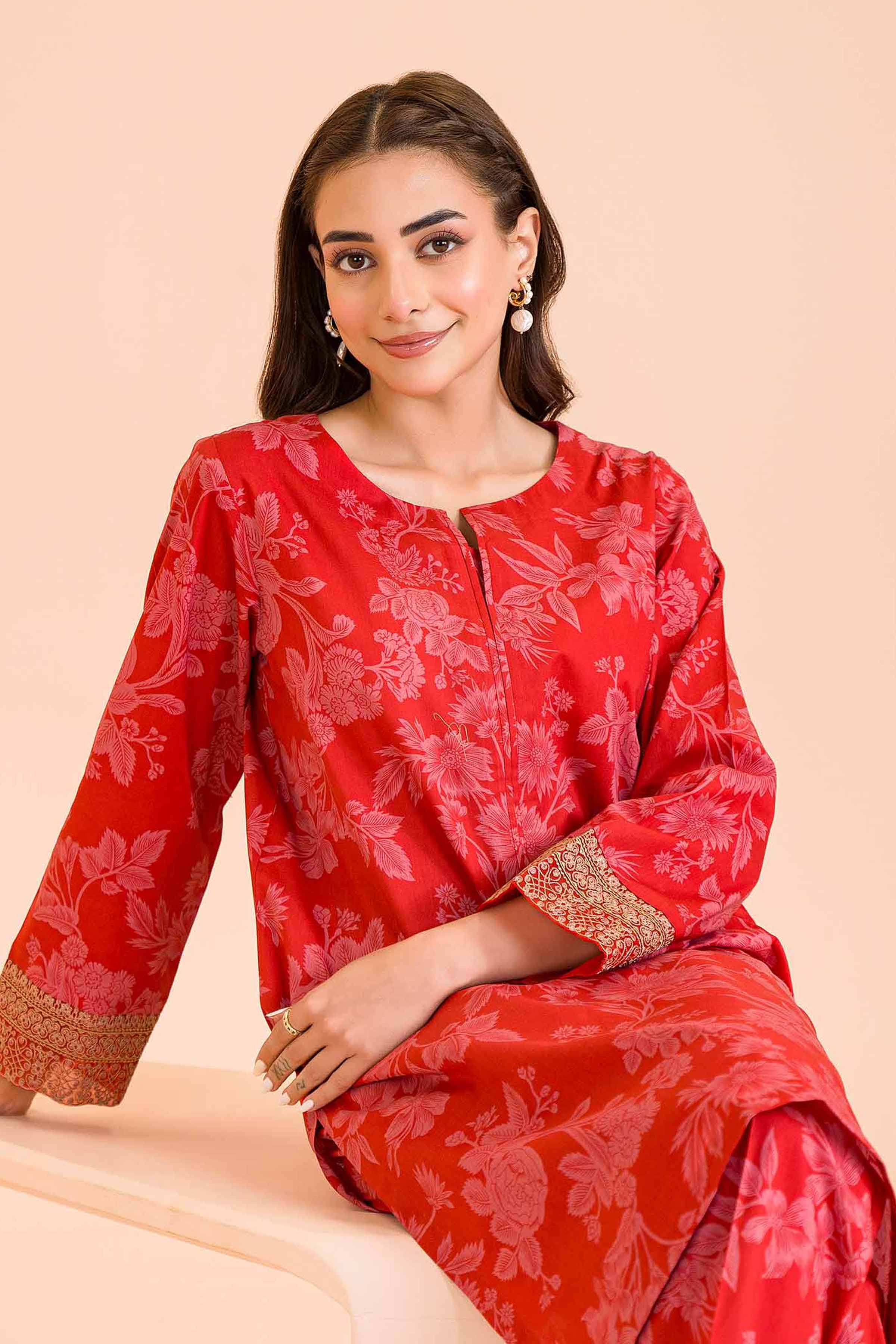 2 Piece - Printed Embroidered Suit - PE24-368