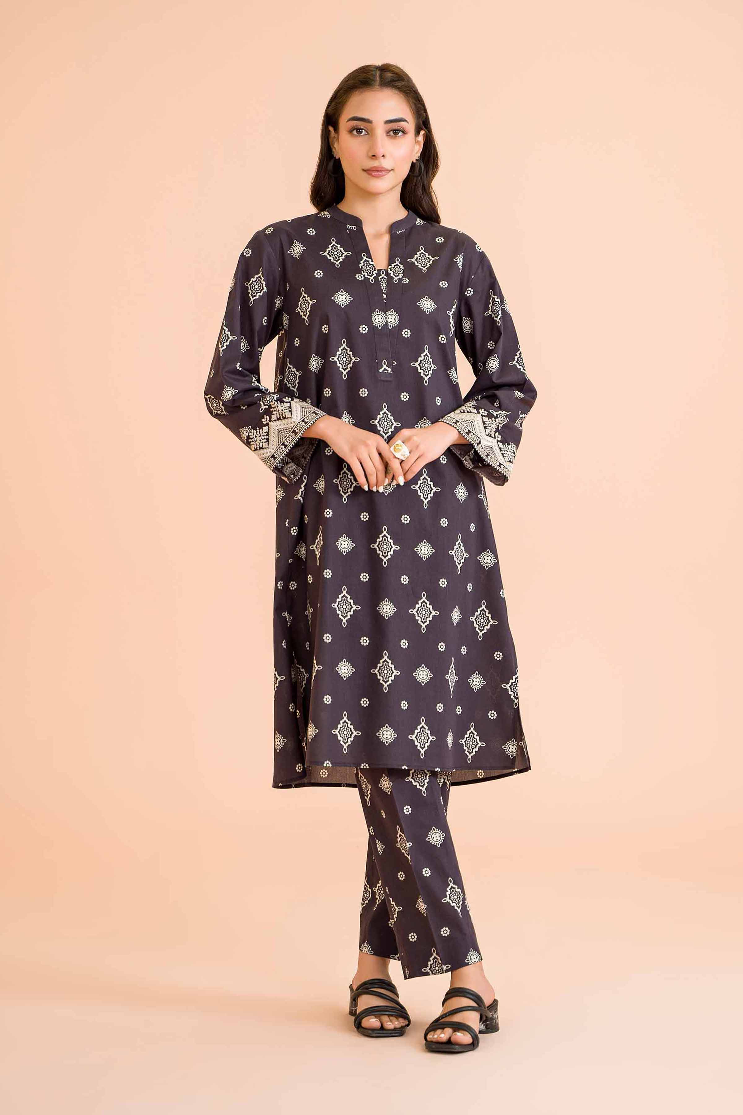 2 Piece - Printed Embroidered Suit - PE24-371