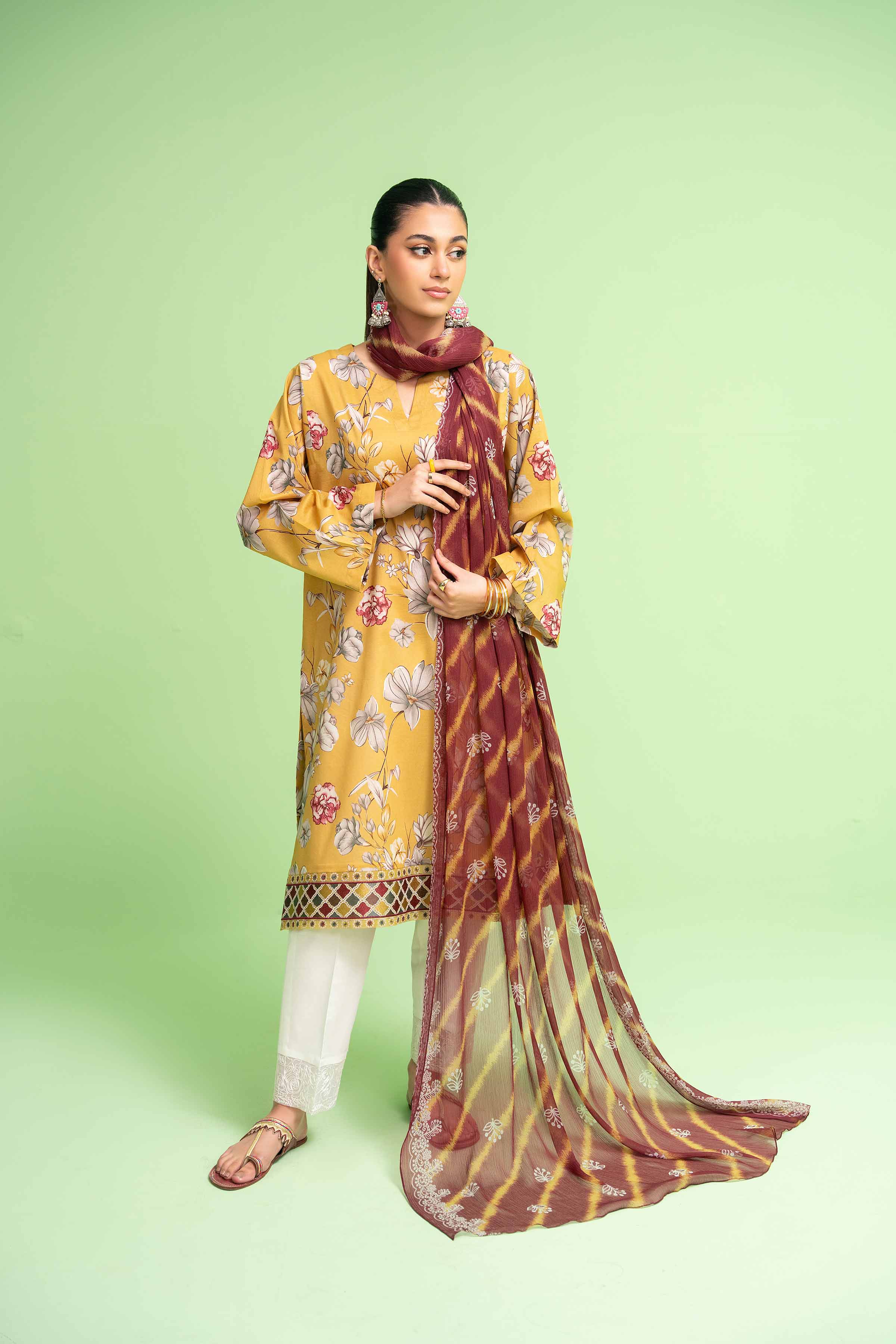 2 Piece - Printed Embroidered Suit - PE24-375