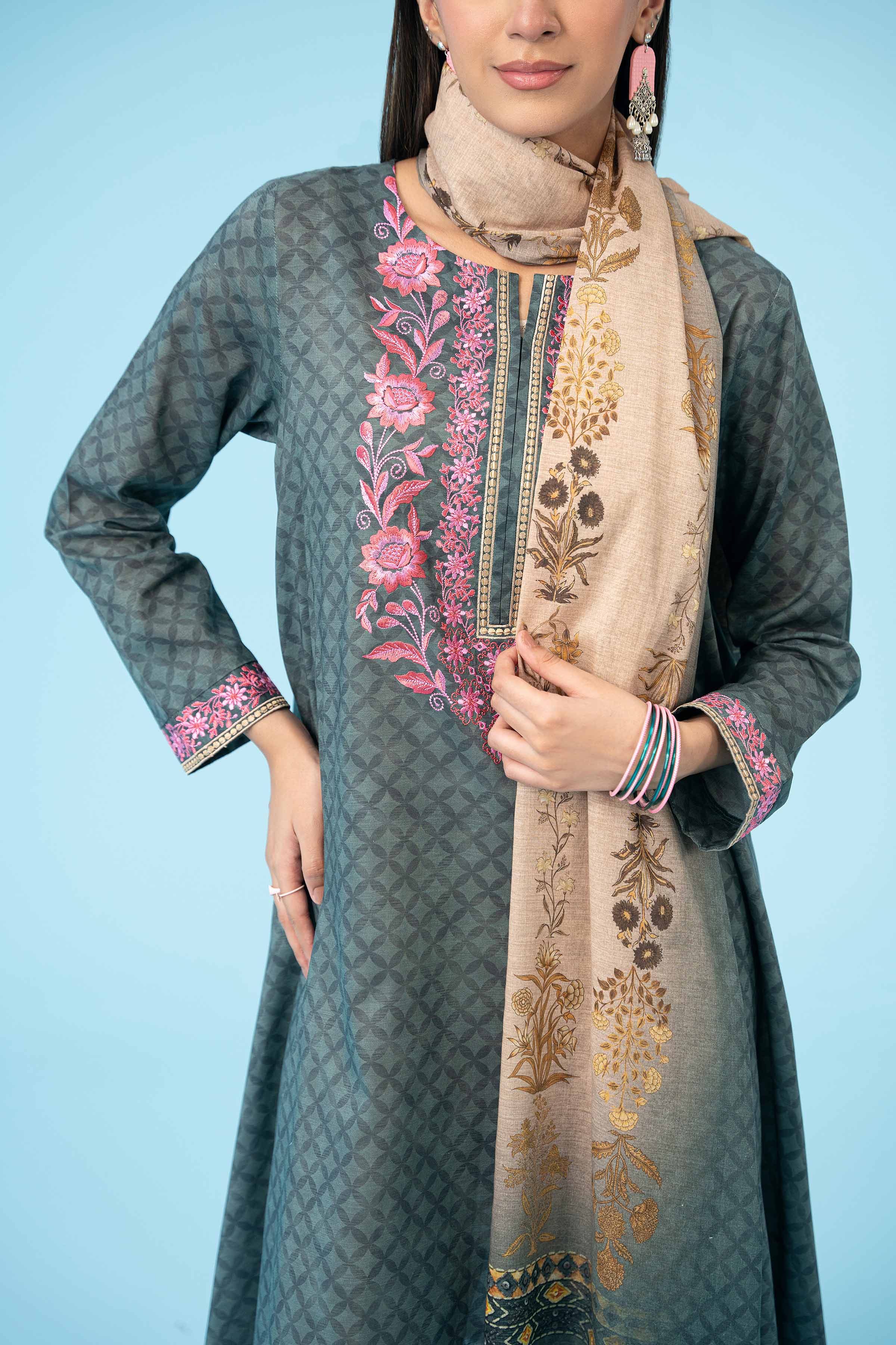 2 Piece - Printed Embroidered Suit - PE24-376 (Copy)