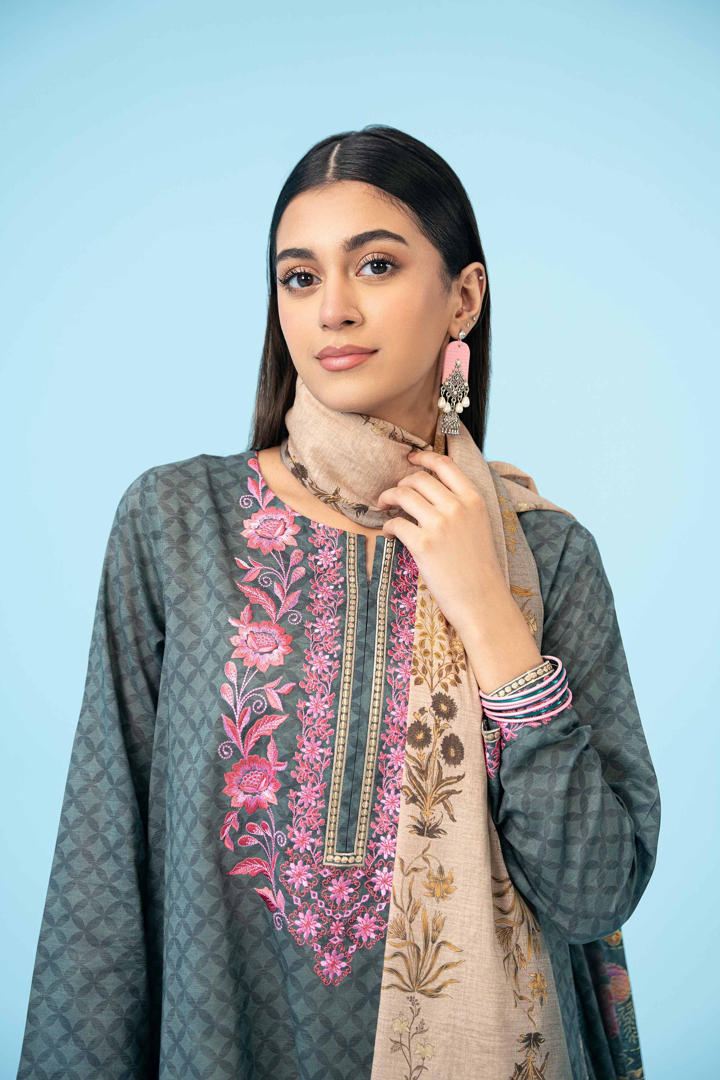 2 Piece - Printed Embroidered Suit - PE24-376 (Copy)