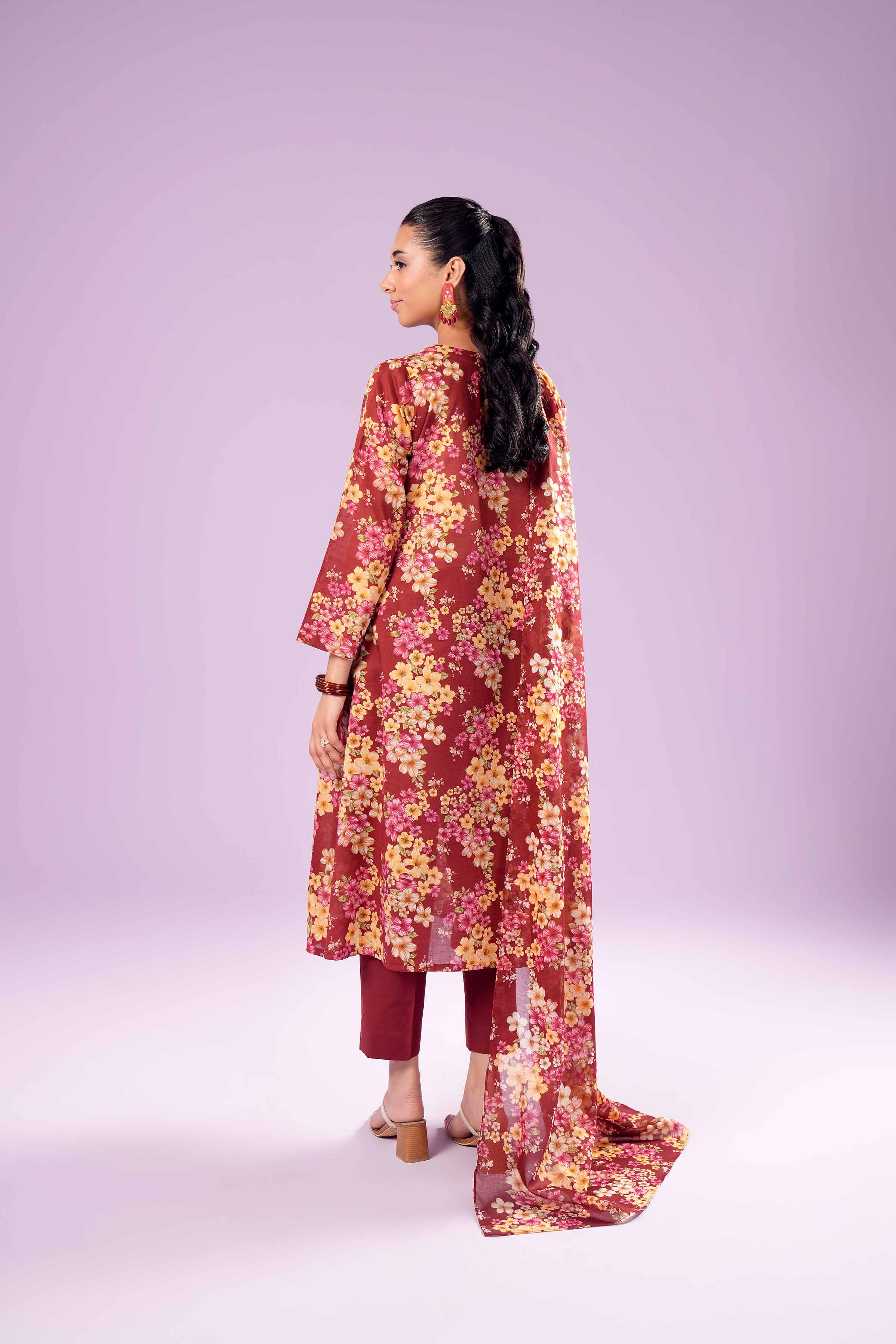 3 Piece - Printed Embroidered Suit - PE24-381