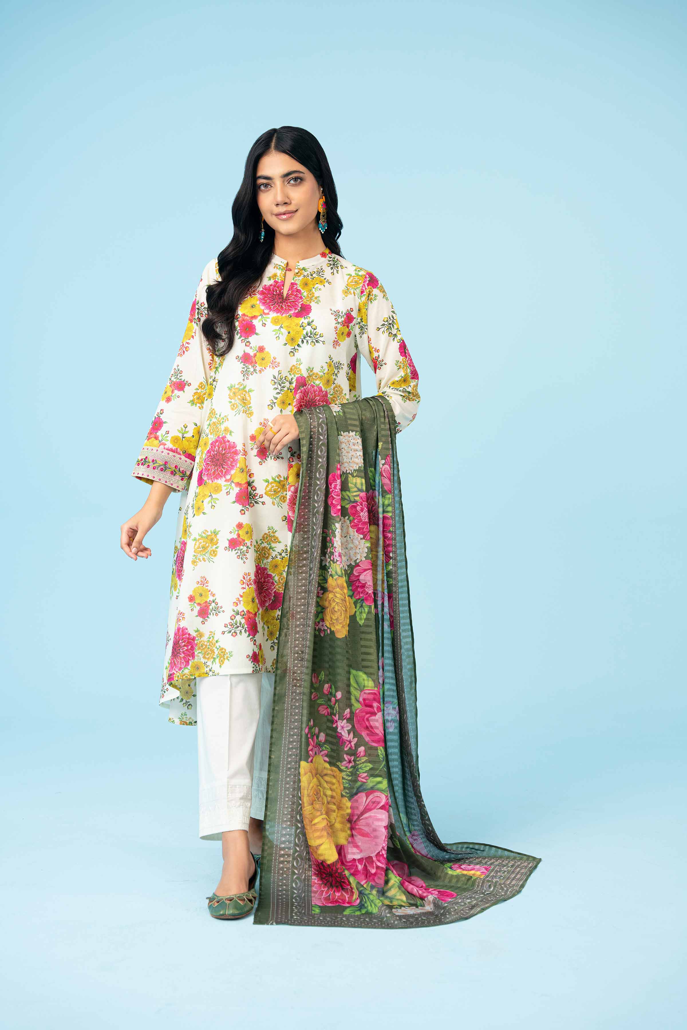 2 Piece - Printed Embroidered Suit - PE24-384