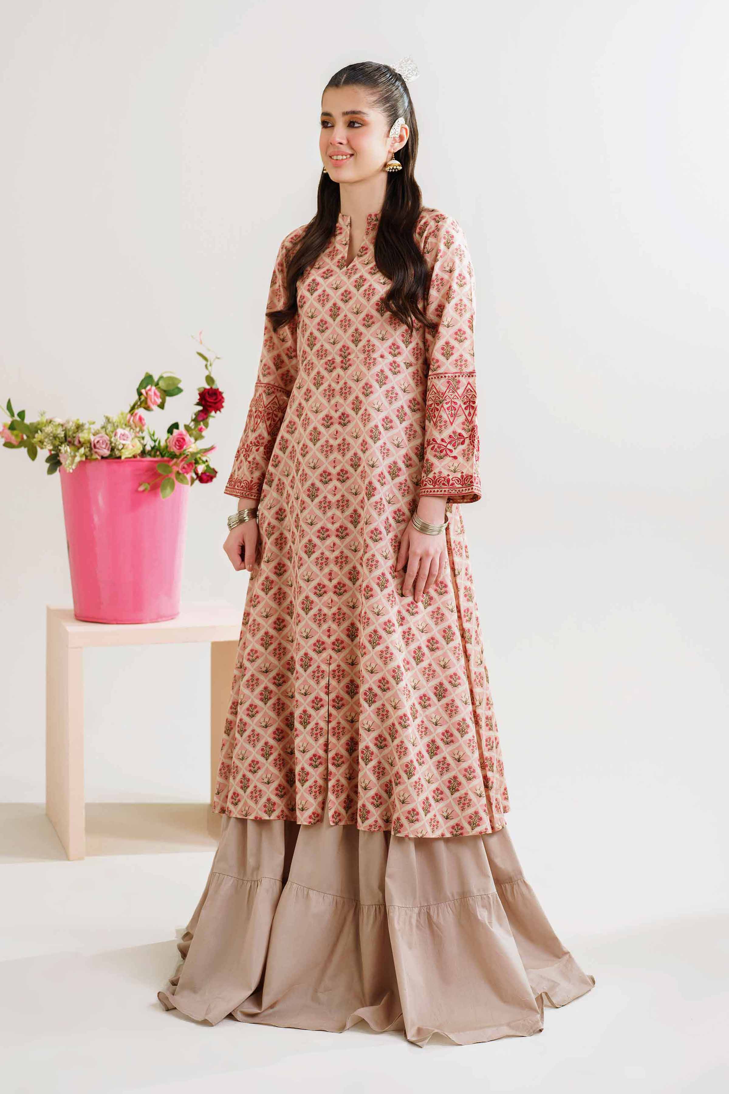 Printed Embroidered Dress - PE24-390