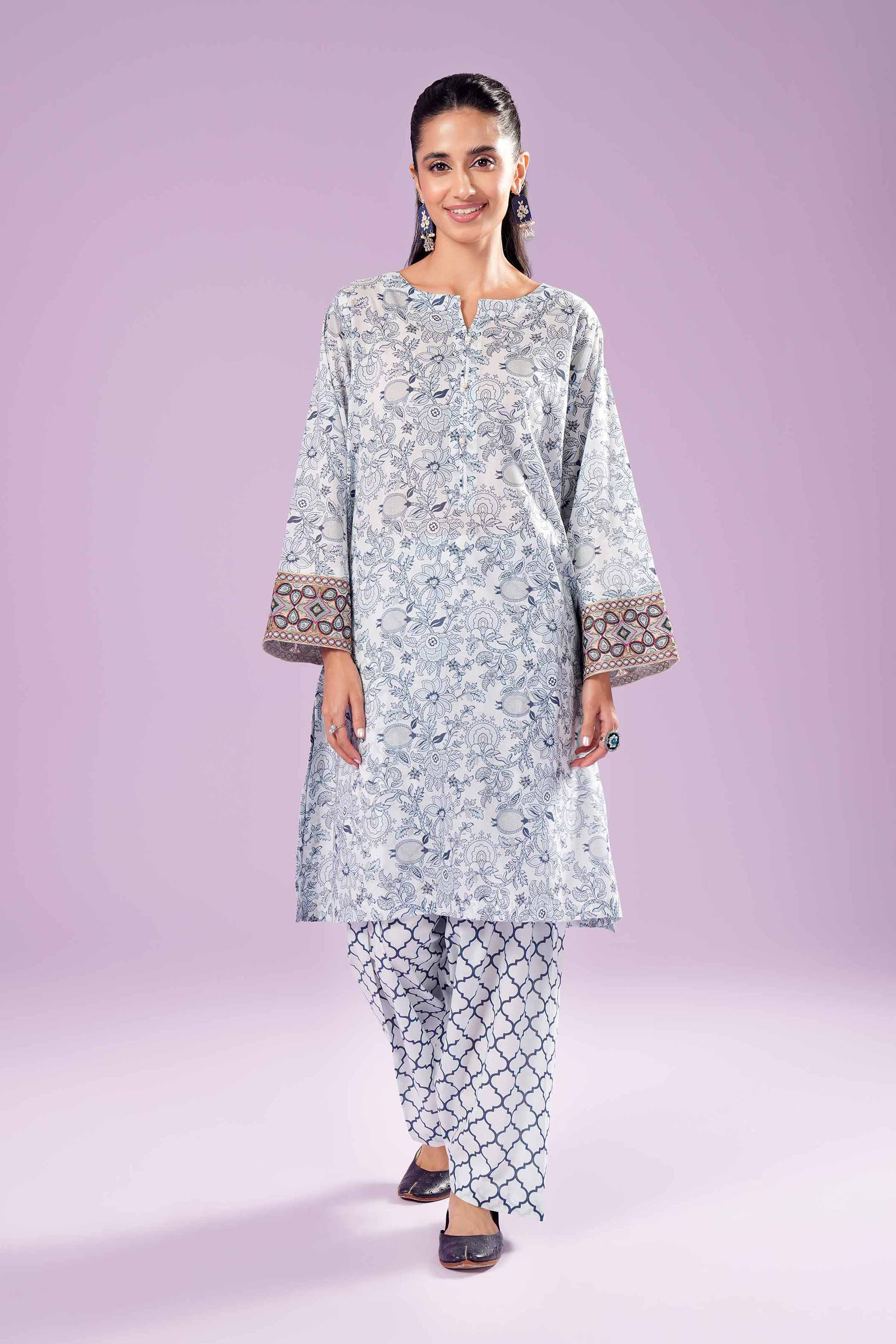 2 Piece - Printed Embroidered Suit - PE24-391-1