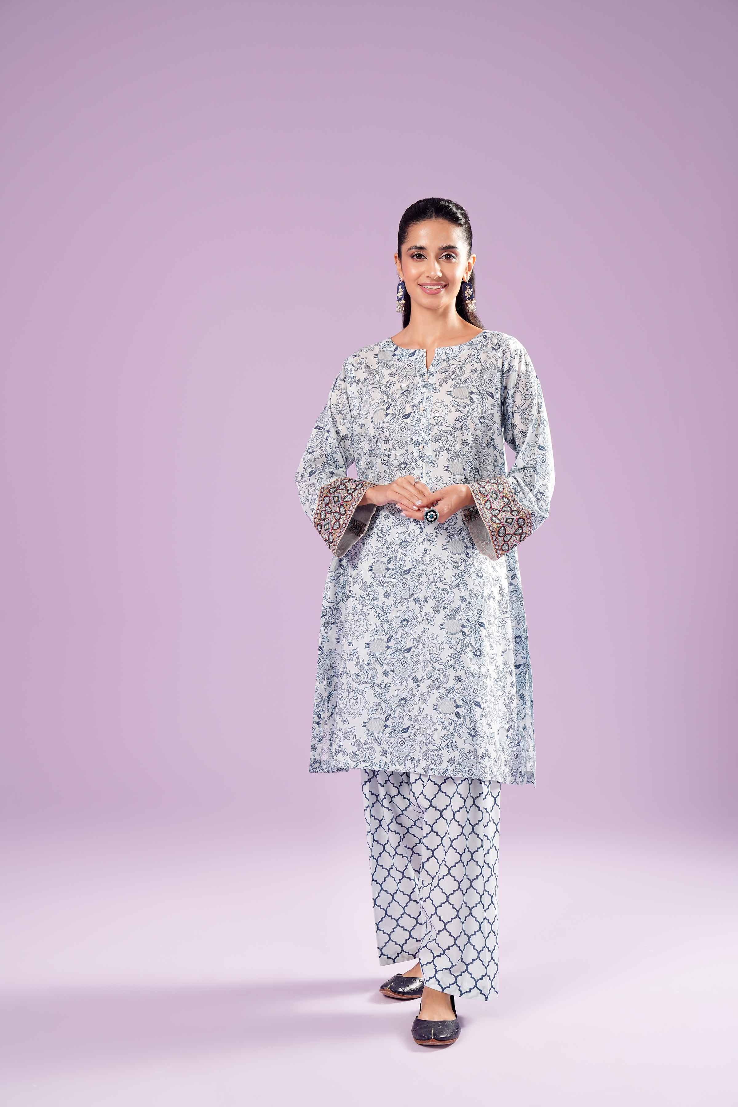 2 Piece - Printed Embroidered Suit - PE24-391-1