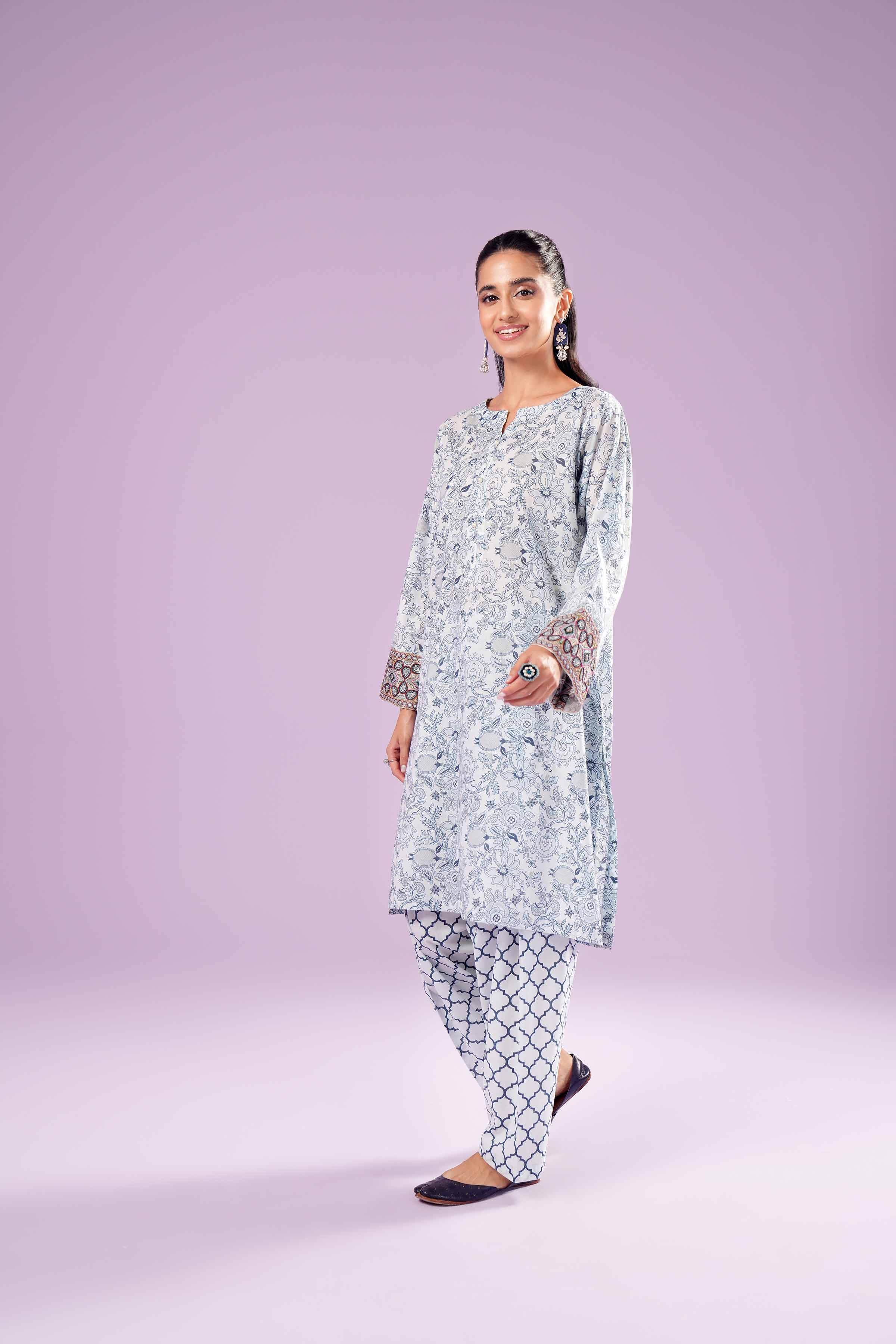 2 Piece - Printed Embroidered Suit - PE24-391-1