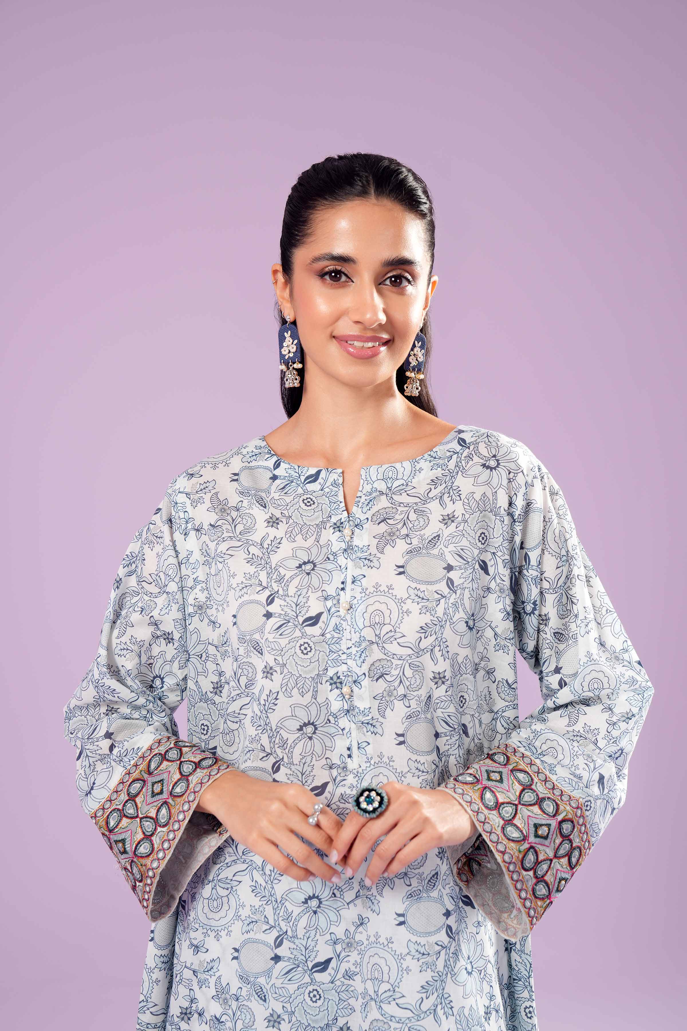 2 Piece - Printed Embroidered Suit - PE24-391-1