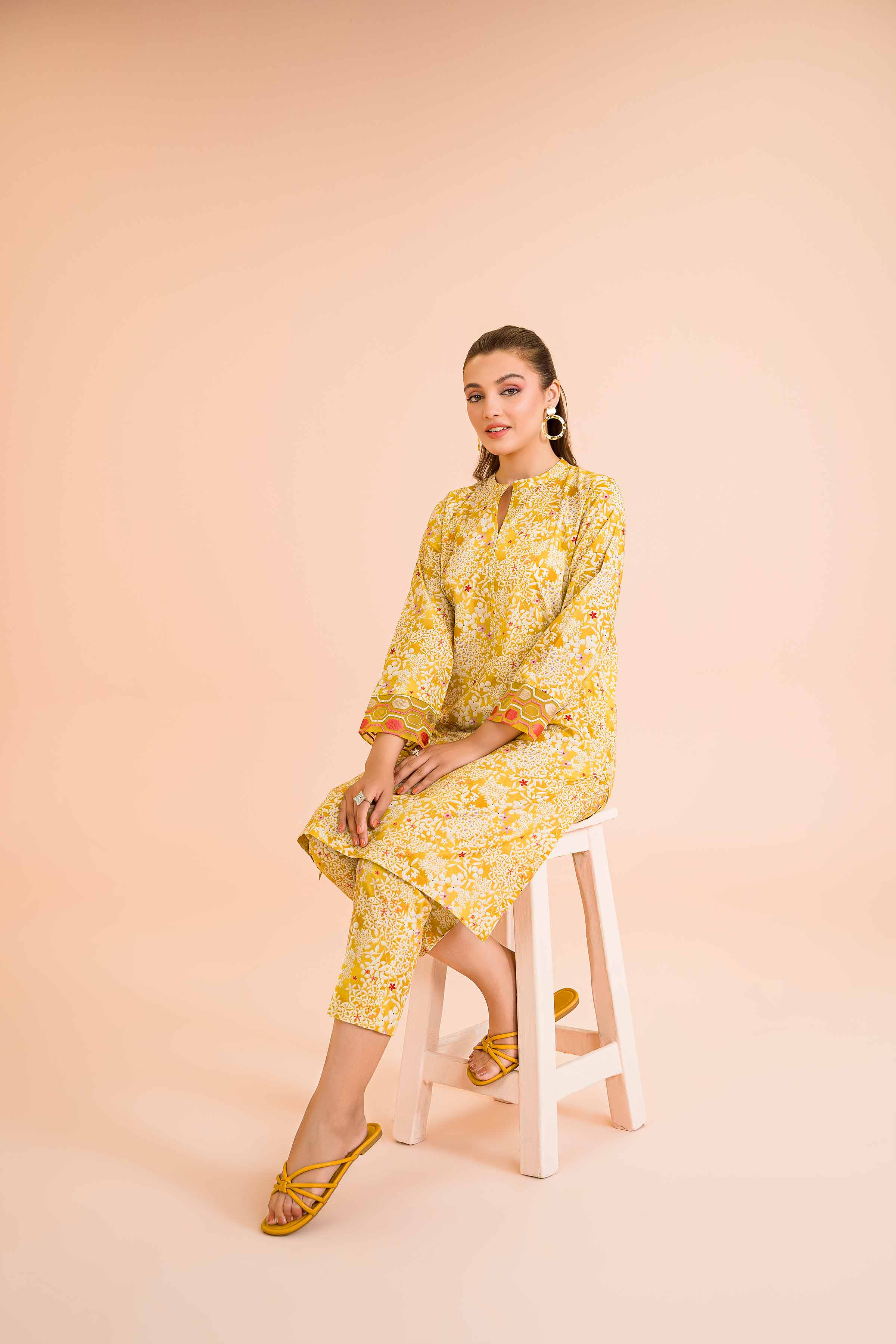 2 Piece - Printed Embroidered Suit - PE24-405