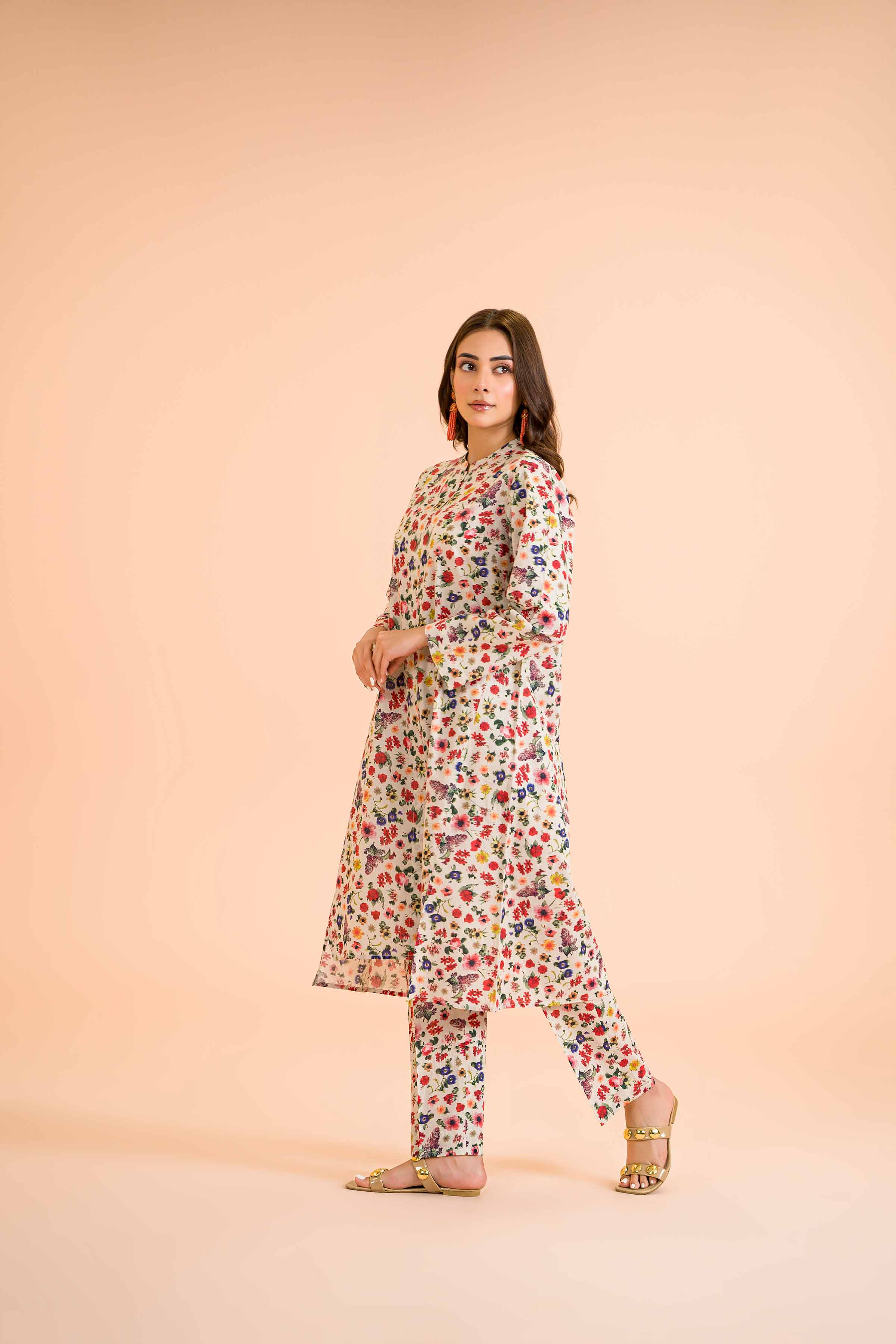 2 Piece - Printed Embroidered Suit - PE24-406