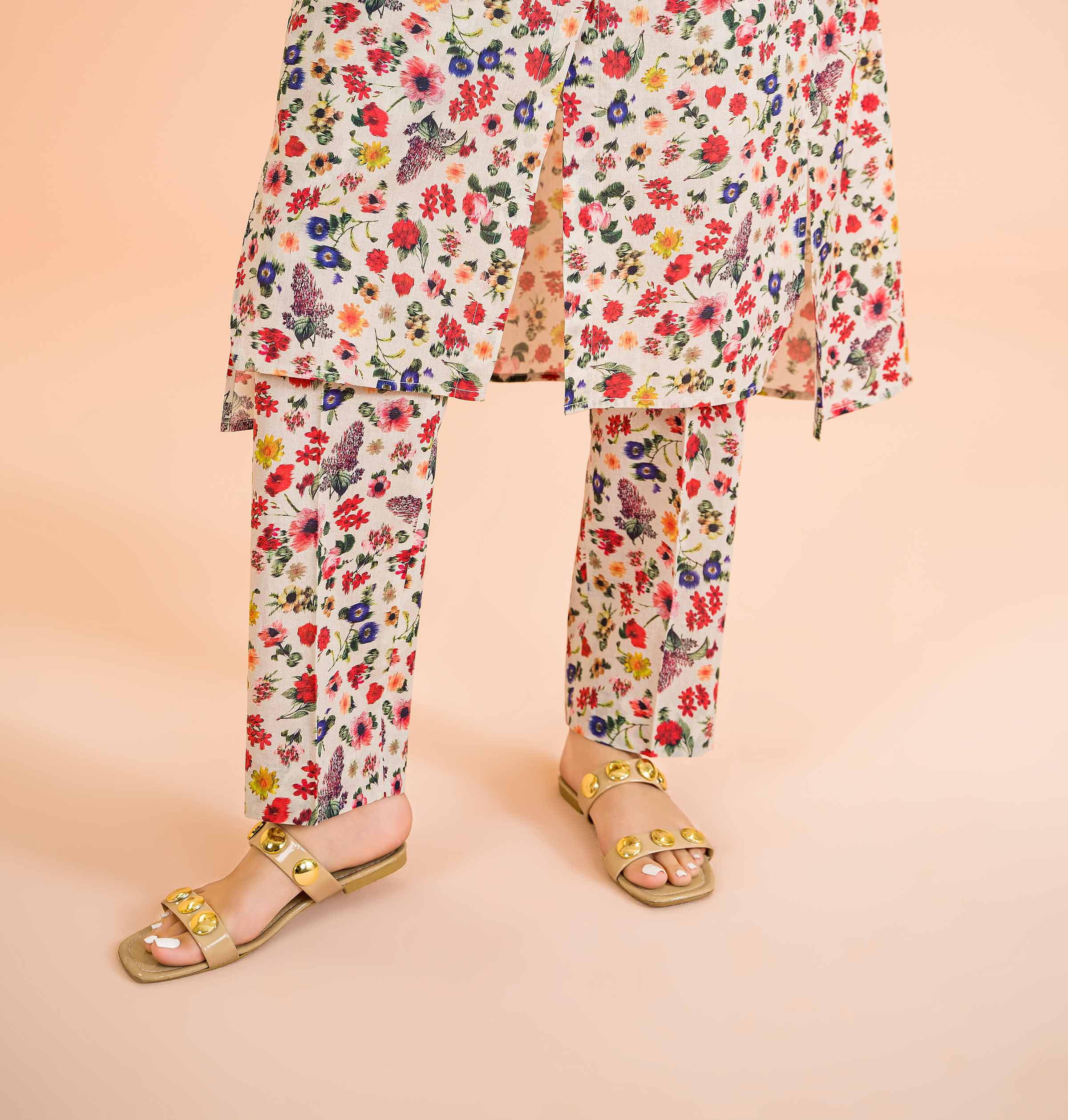2 Piece - Printed Embroidered Suit - PE24-406