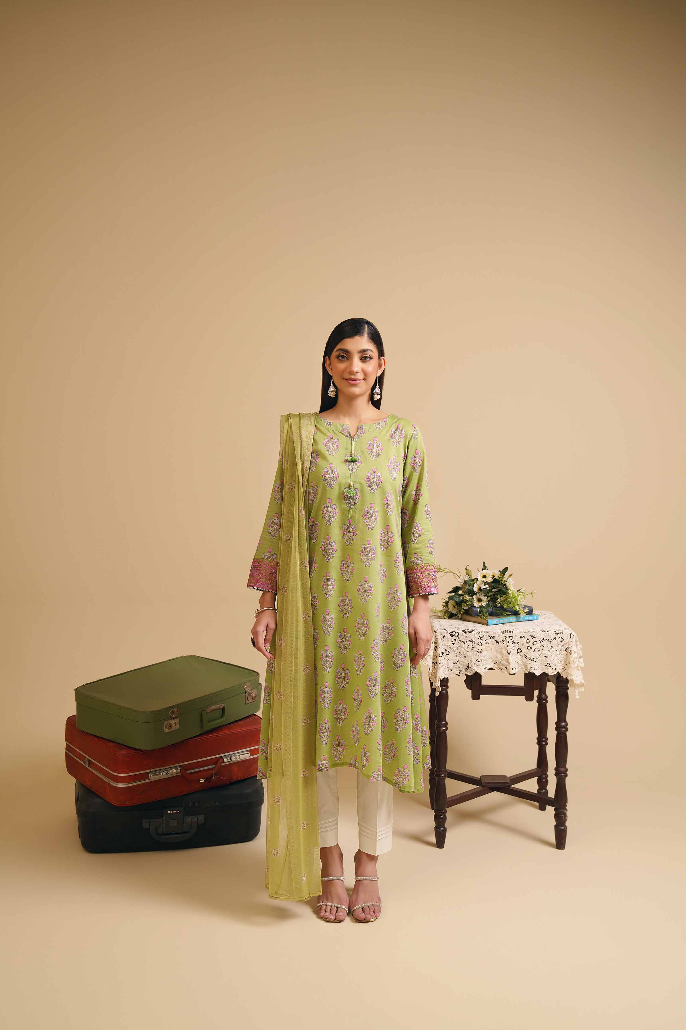 2 Piece - Printed Embroidered Suit - PE24-76