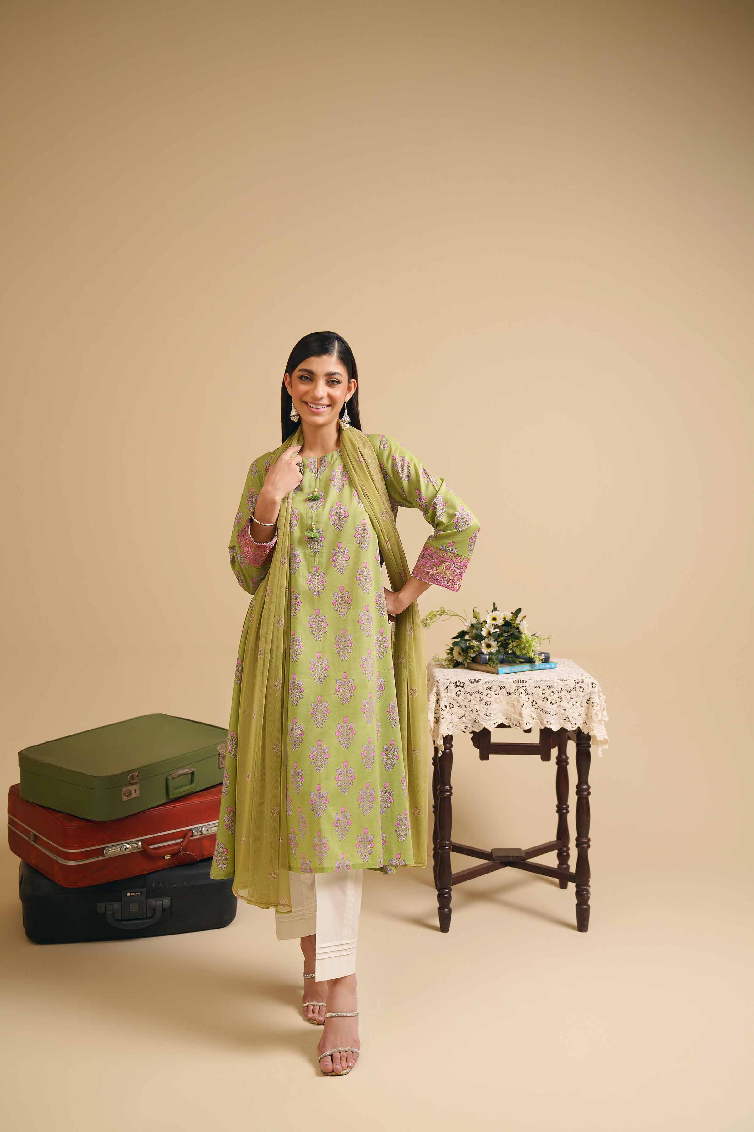 2 Piece - Printed Embroidered Suit - PE24-76