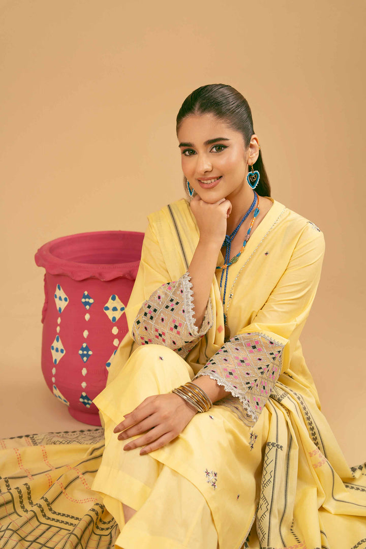 3 Piece - Embroidered Suit - PE25-100 for Women - Pret Collection | Nishat | Shop Online