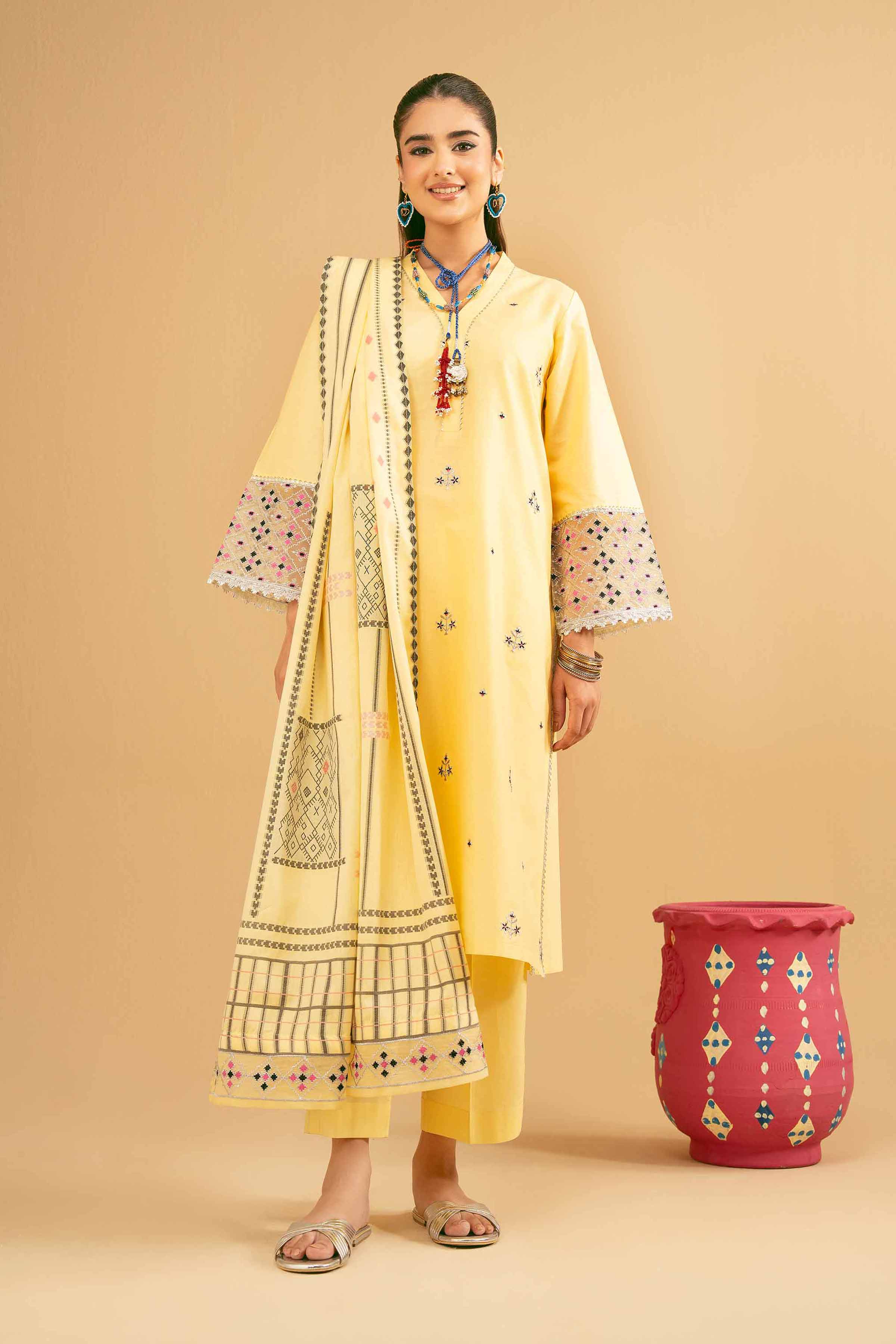 3 Piece - Embroidered Suit - PE25-100 for Women - Pret Collection | Nishat | Shop Online