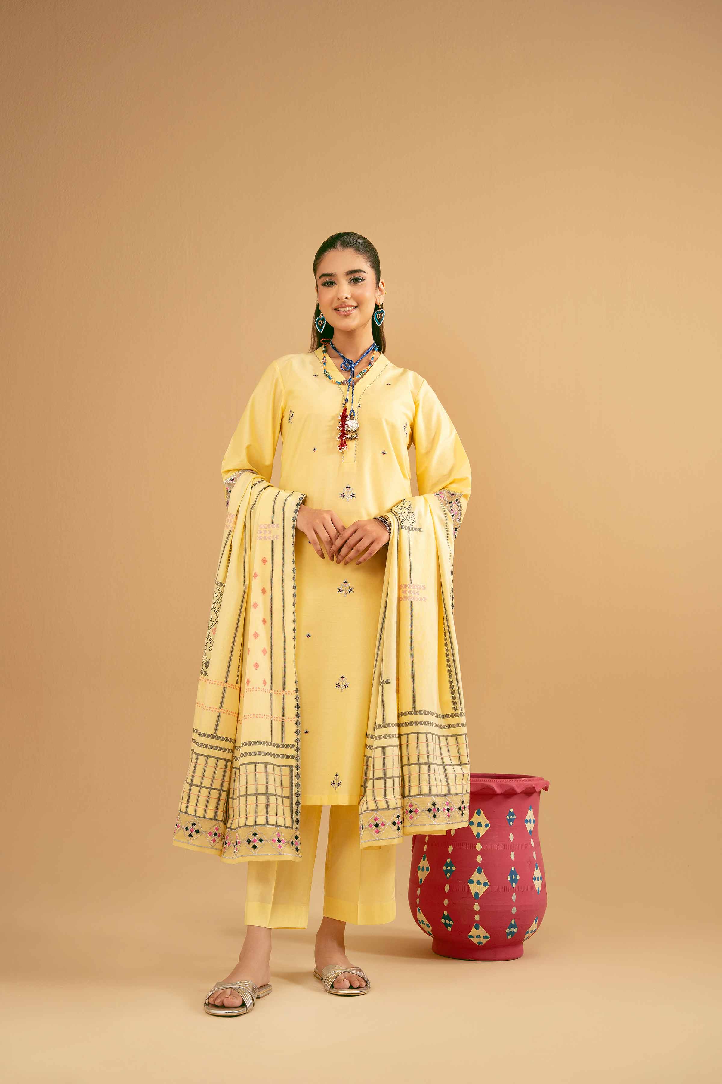 3 Piece - Embroidered Suit - PE25-100 for Women - Pret Collection | Nishat | Shop Online