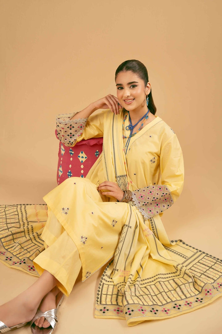 3 Piece - Embroidered Suit - PE25-100 for Women - Pret Collection | Nishat | Shop Online