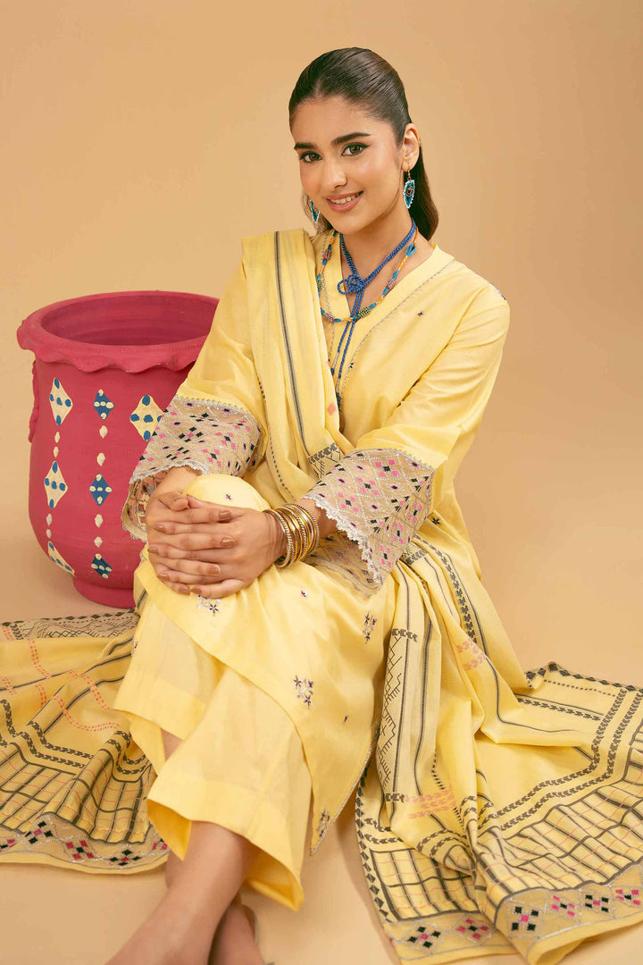 3 Piece - Embroidered Suit - PE25-100 for Women - Pret Collection | Nishat | Shop Online