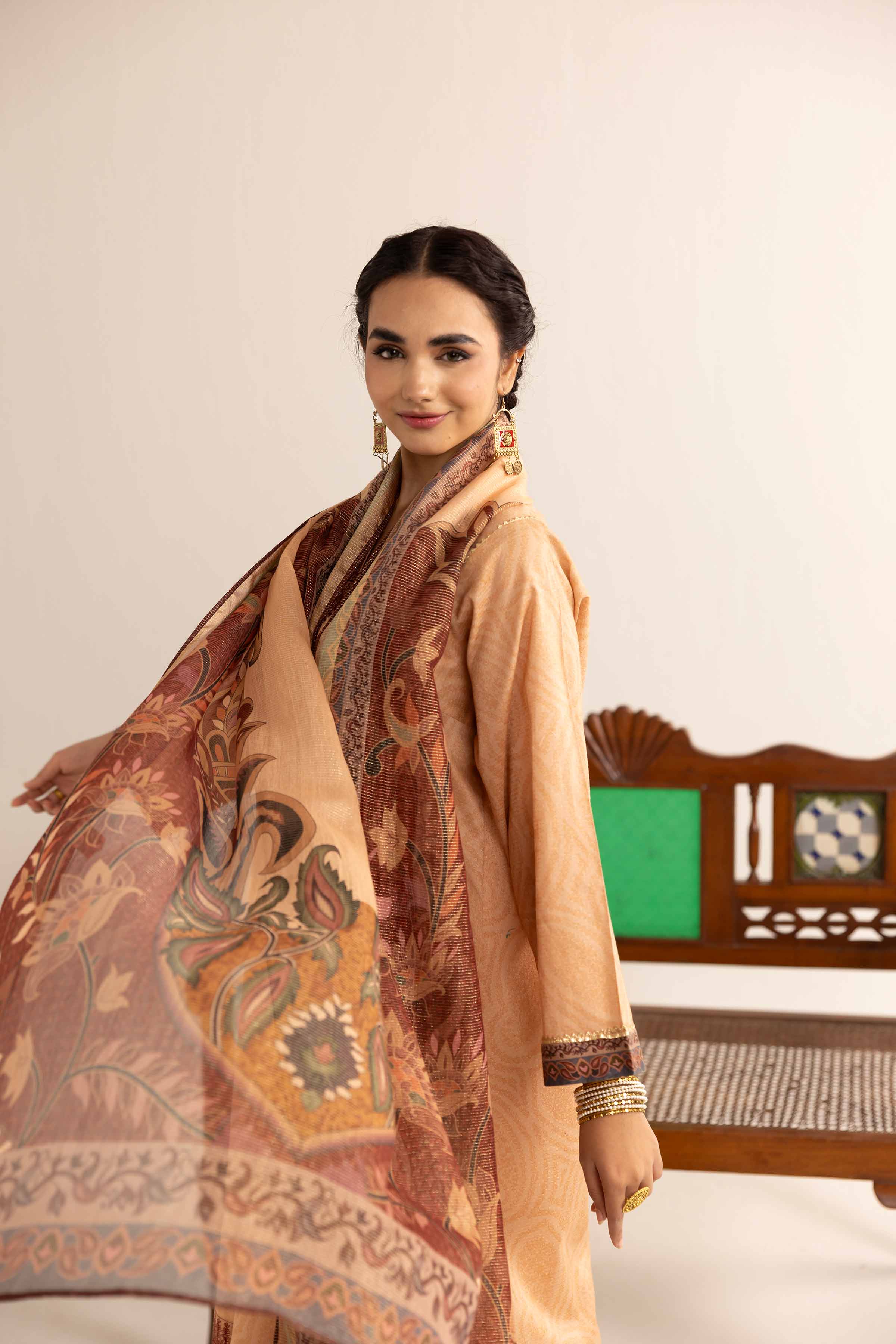 3 Piece - Printed Embroidered Suit - PE25-102