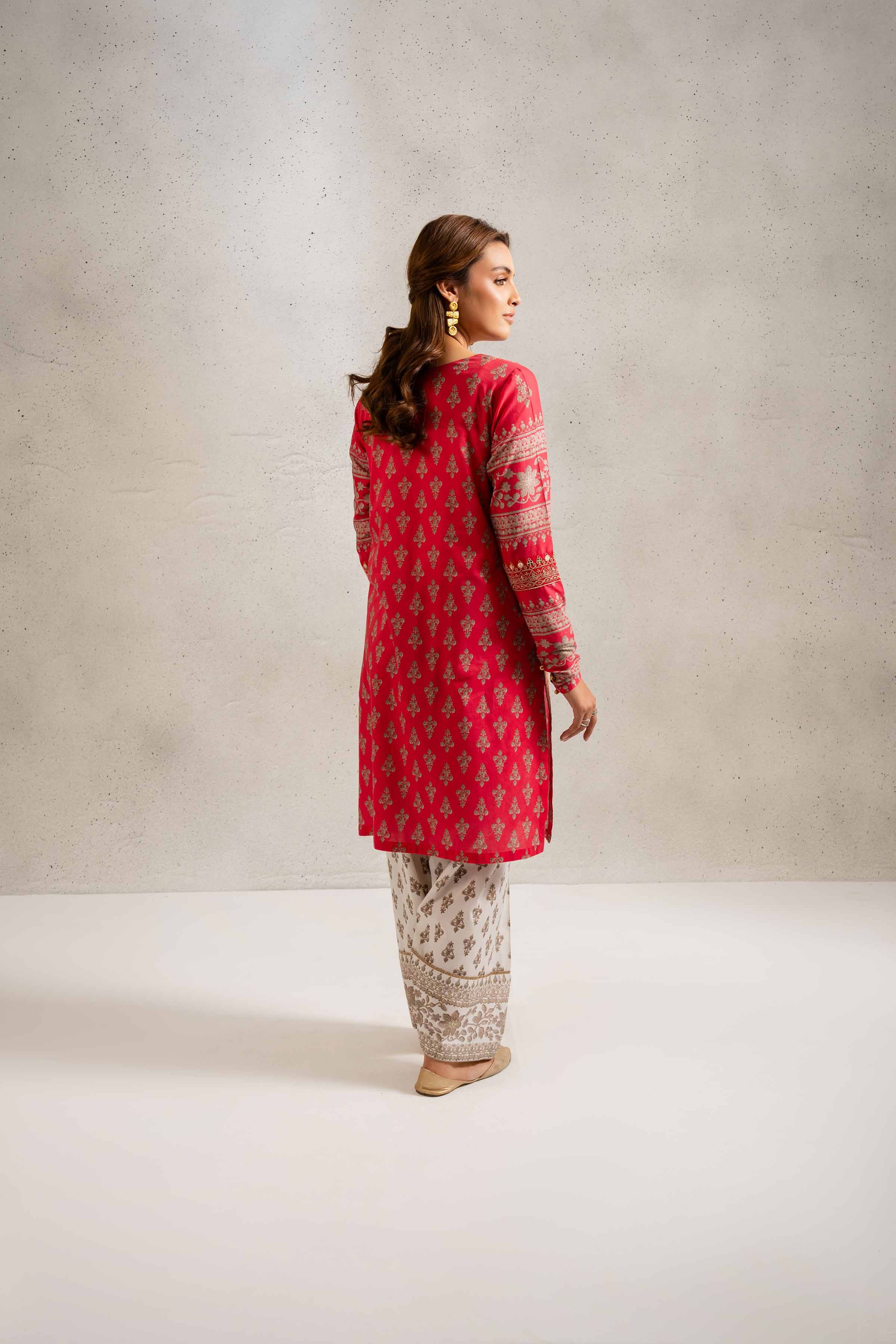 2 Piece - Printed Embroidered Suit - PE25-124