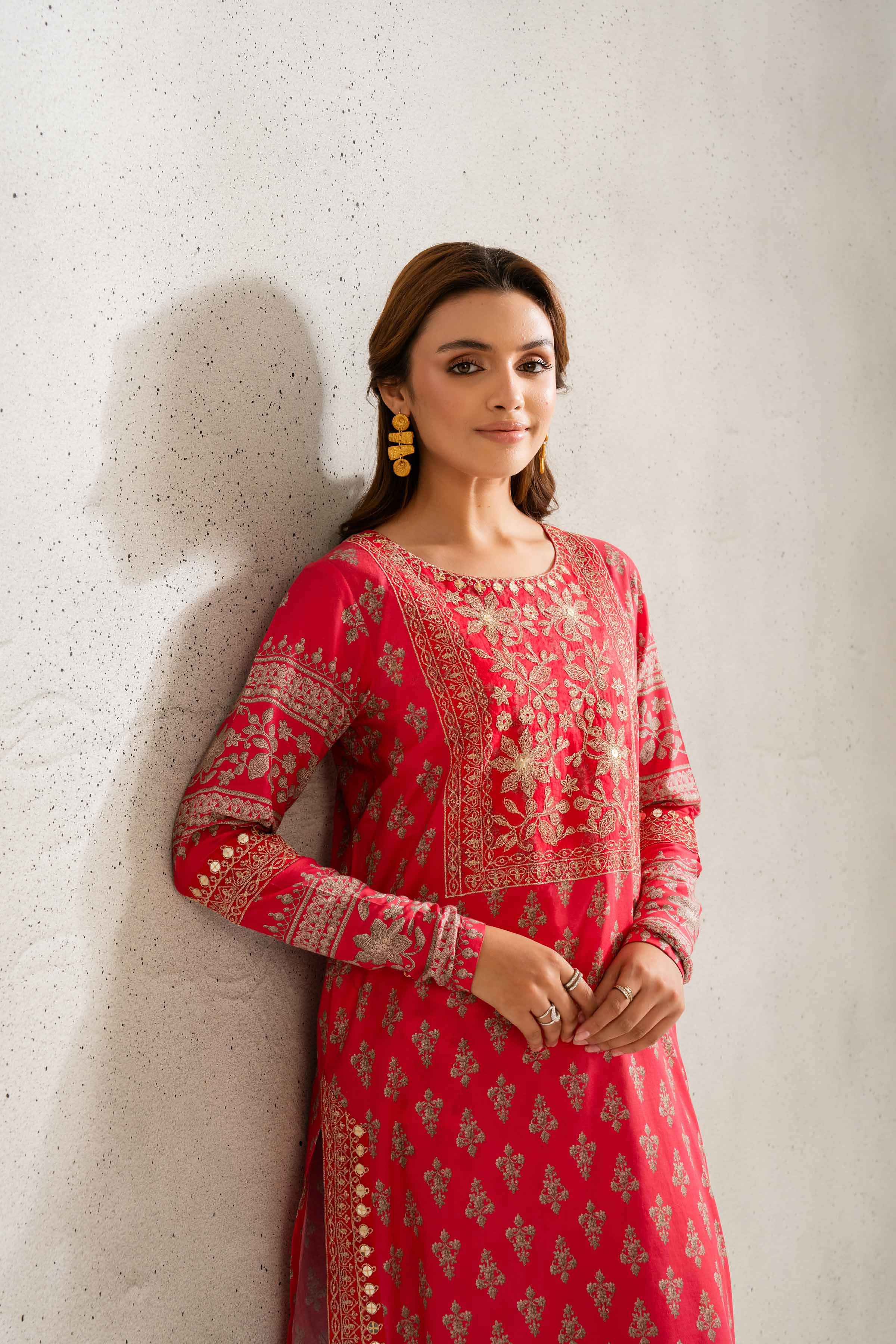 2 Piece - Printed Embroidered Suit - PE25-124