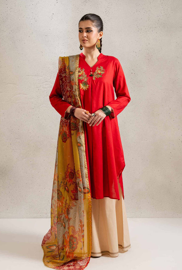 2 Piece - Printed Embroidered Suit - PE25-126