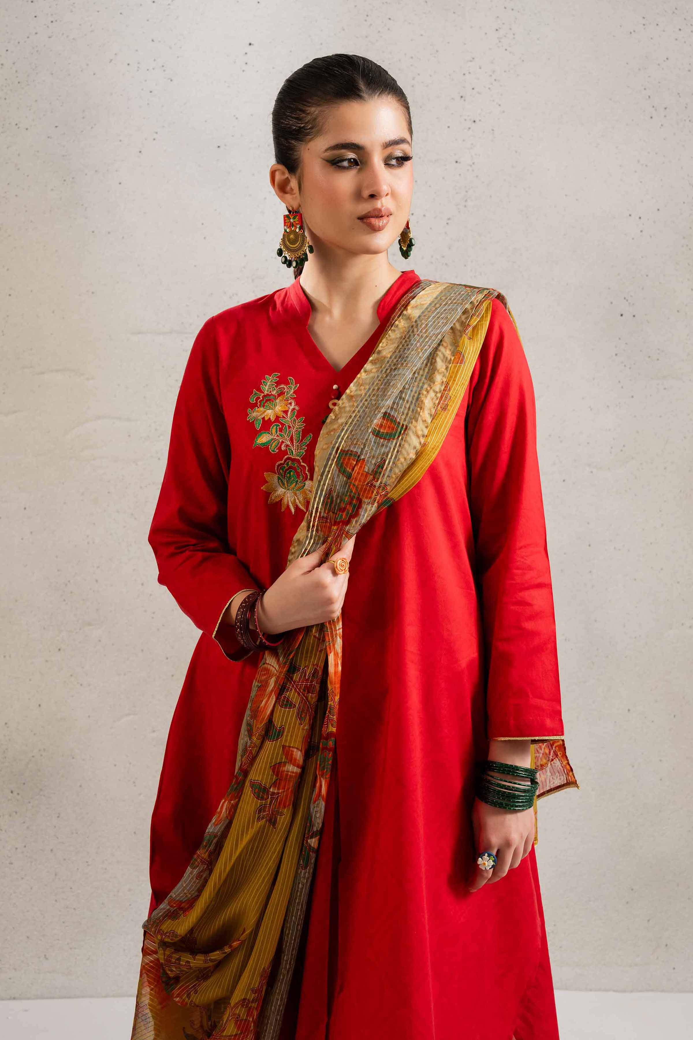 2 Piece - Printed Embroidered Suit - PE25-126