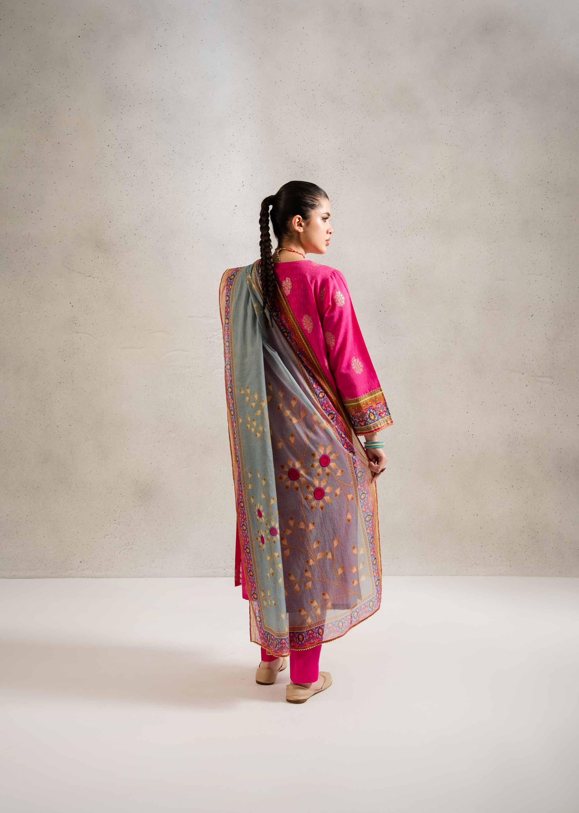 3 Piece - Printed Embroidered Suit - PE25-131