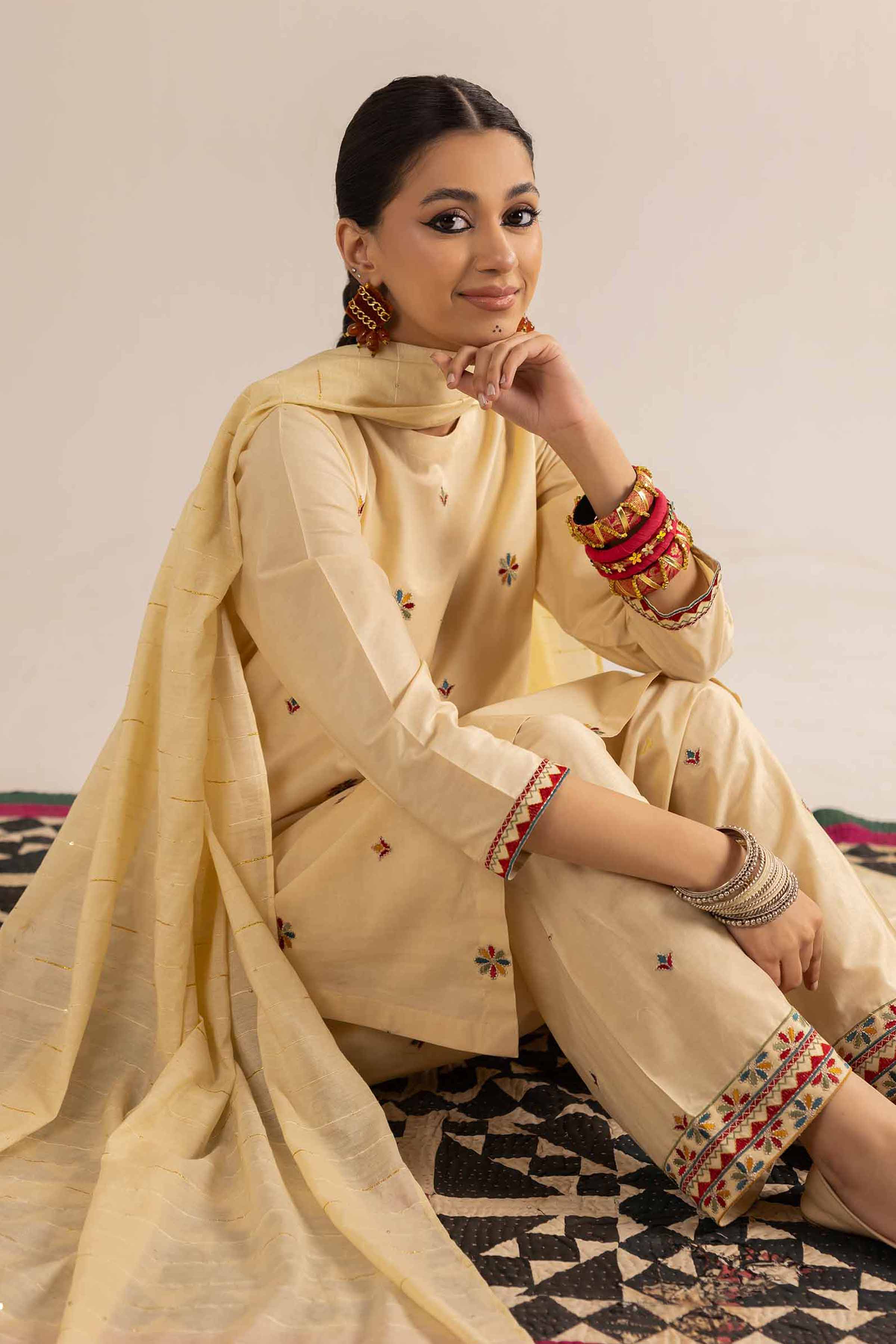 3 Piece - Embroidered Suit - PE25-146