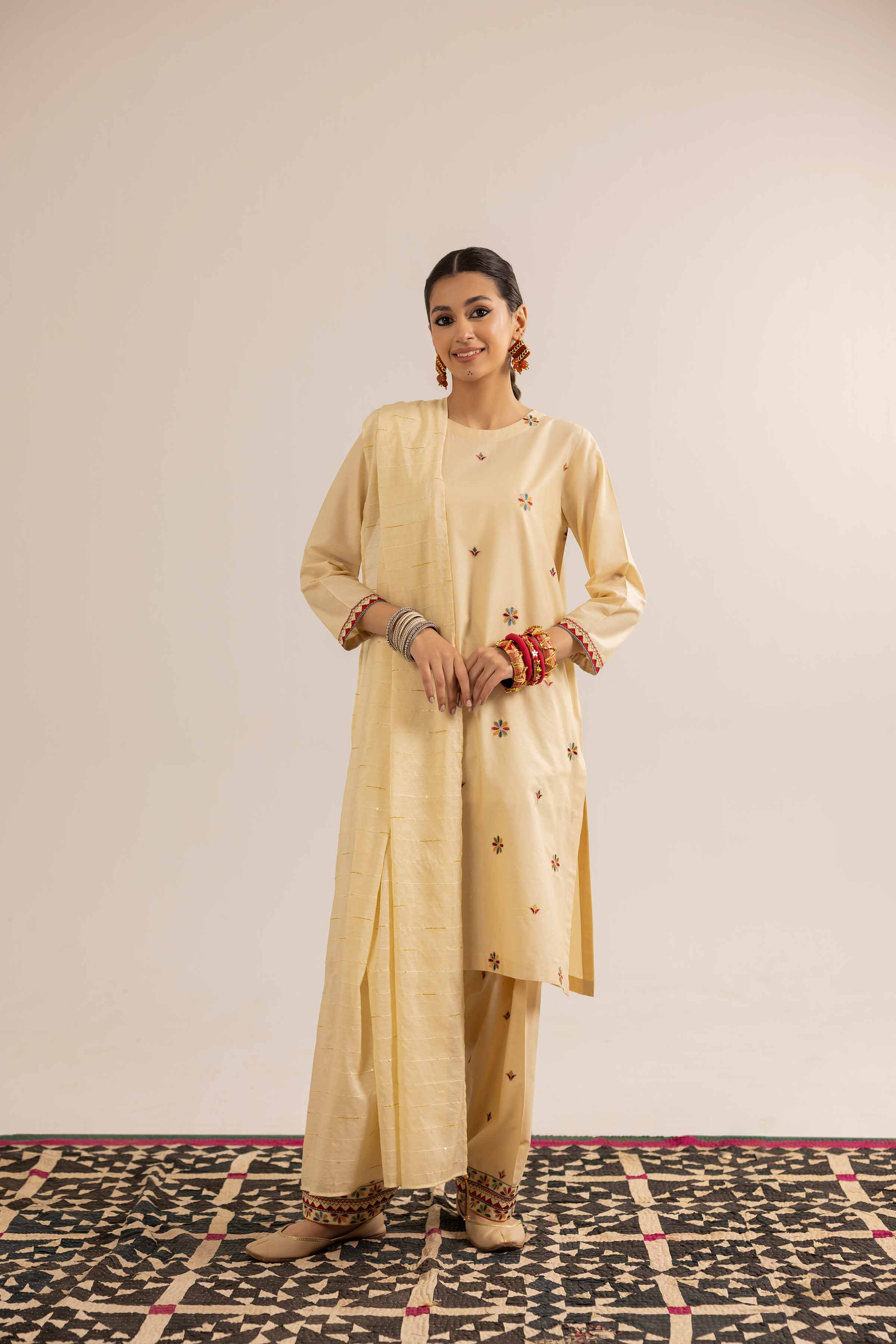 3 Piece - Embroidered Suit - PE25-146