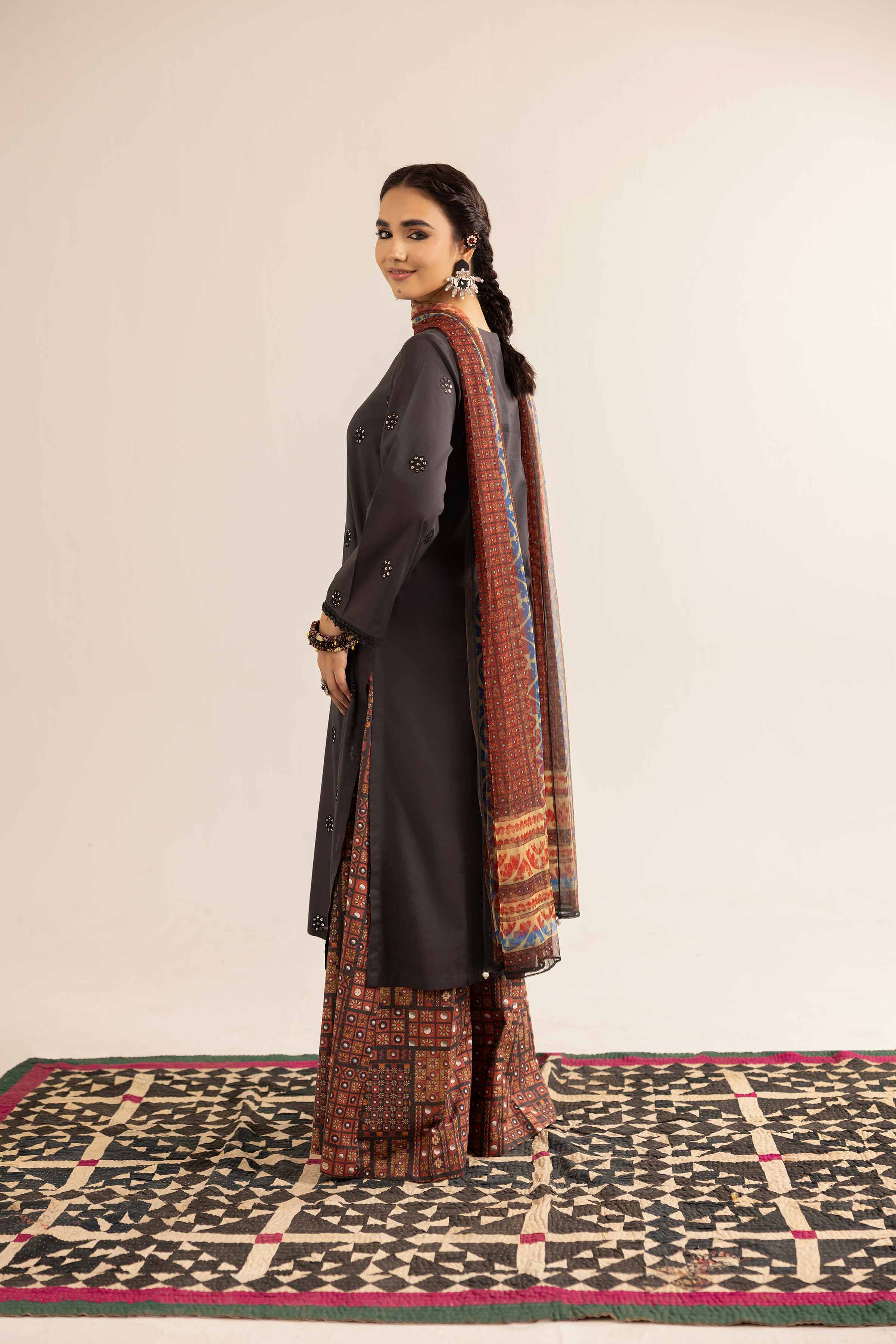 3 Piece - Printed Embroidered Suit - PE25-159