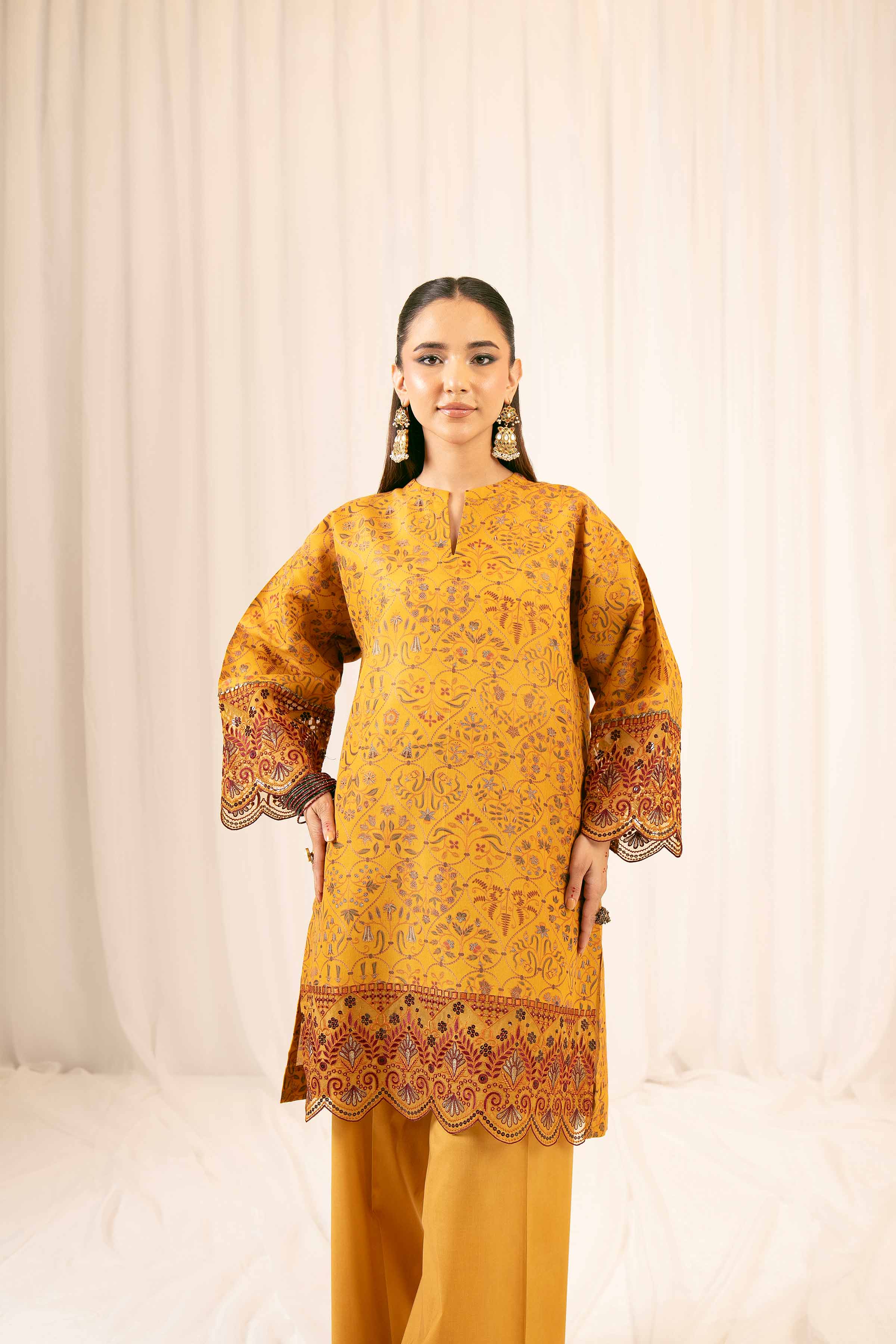 2 Piece - Printed Embroidered Suit - PFE25-17