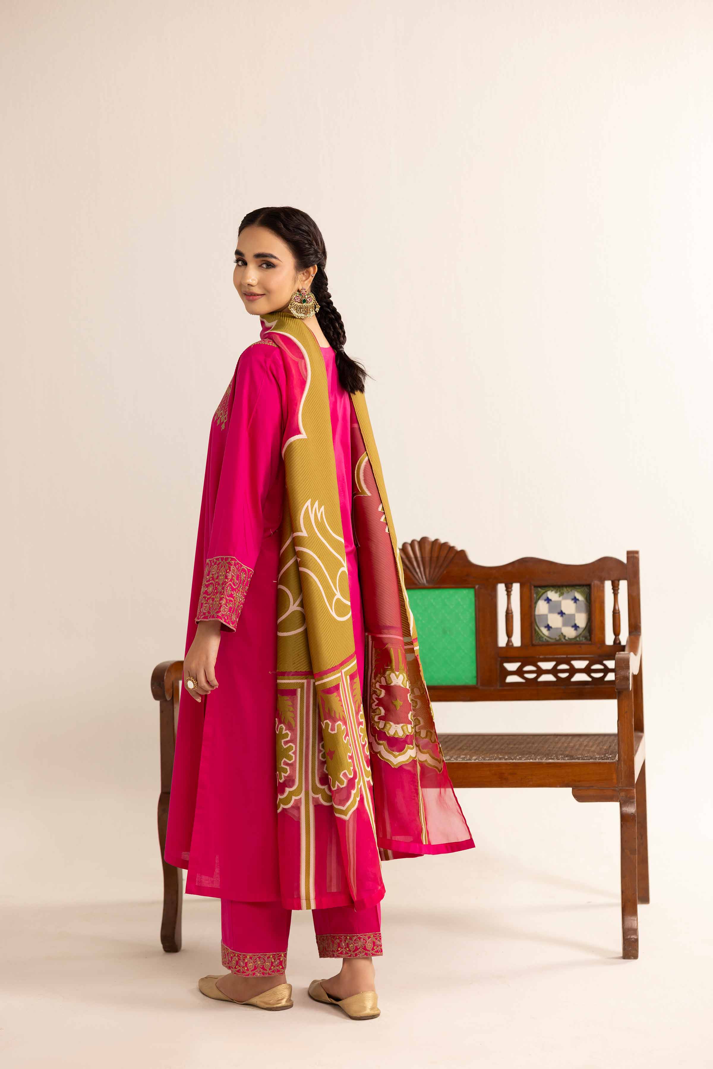 3 Piece - Printed Embroidered Suit - PE25-179