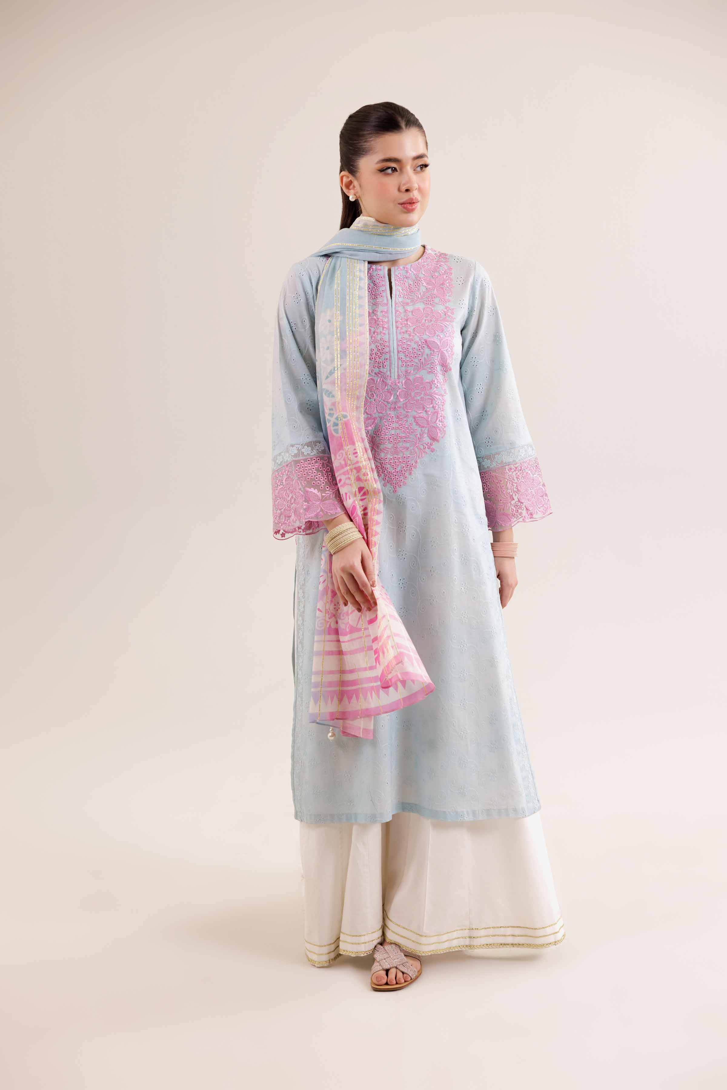 2 Piece - Printed Embroidered Suit - PE25-188