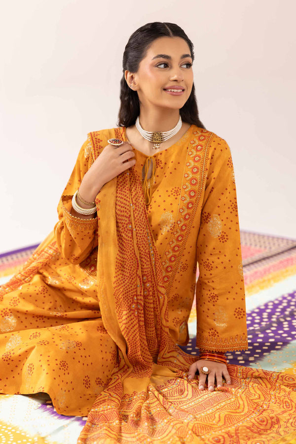3 Piece - Printed Embroidered Suit - PE25-201