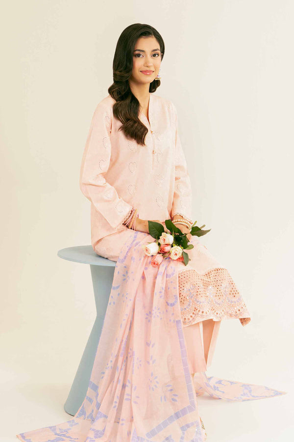 3 Piece - Printed Embroidered Suit - PE25-252