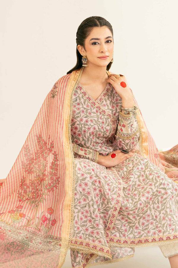 2 Piece - Printed Embroidered Suit - PE25-260