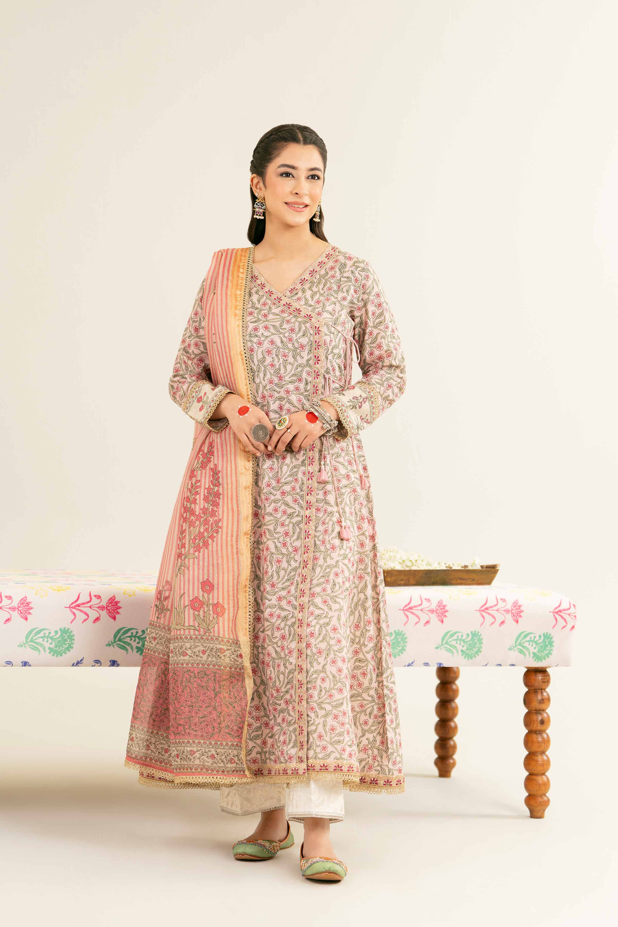2 Piece - Printed Embroidered Suit - PE25-260